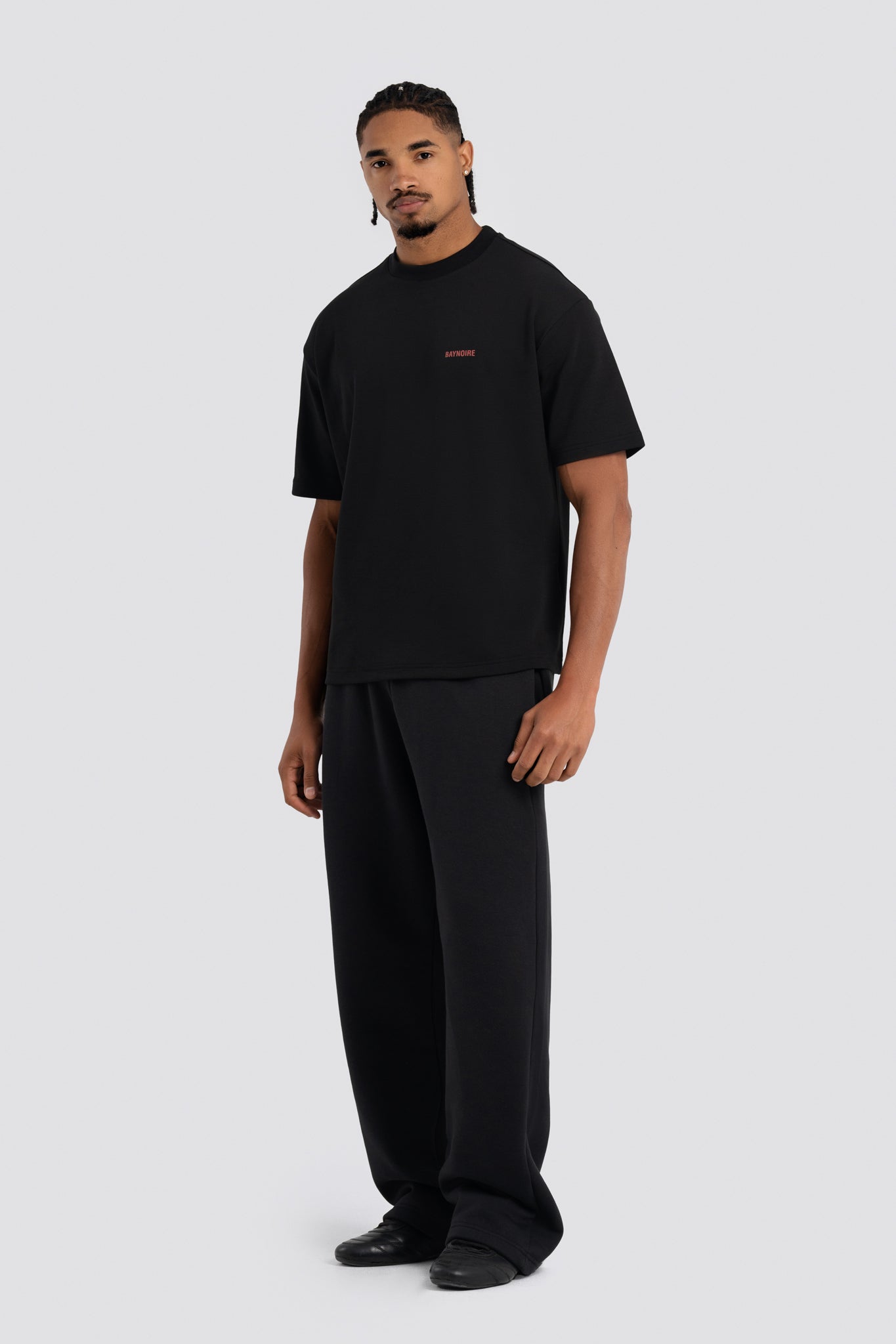 01E Wide Leg Black Heavy Sweatpants