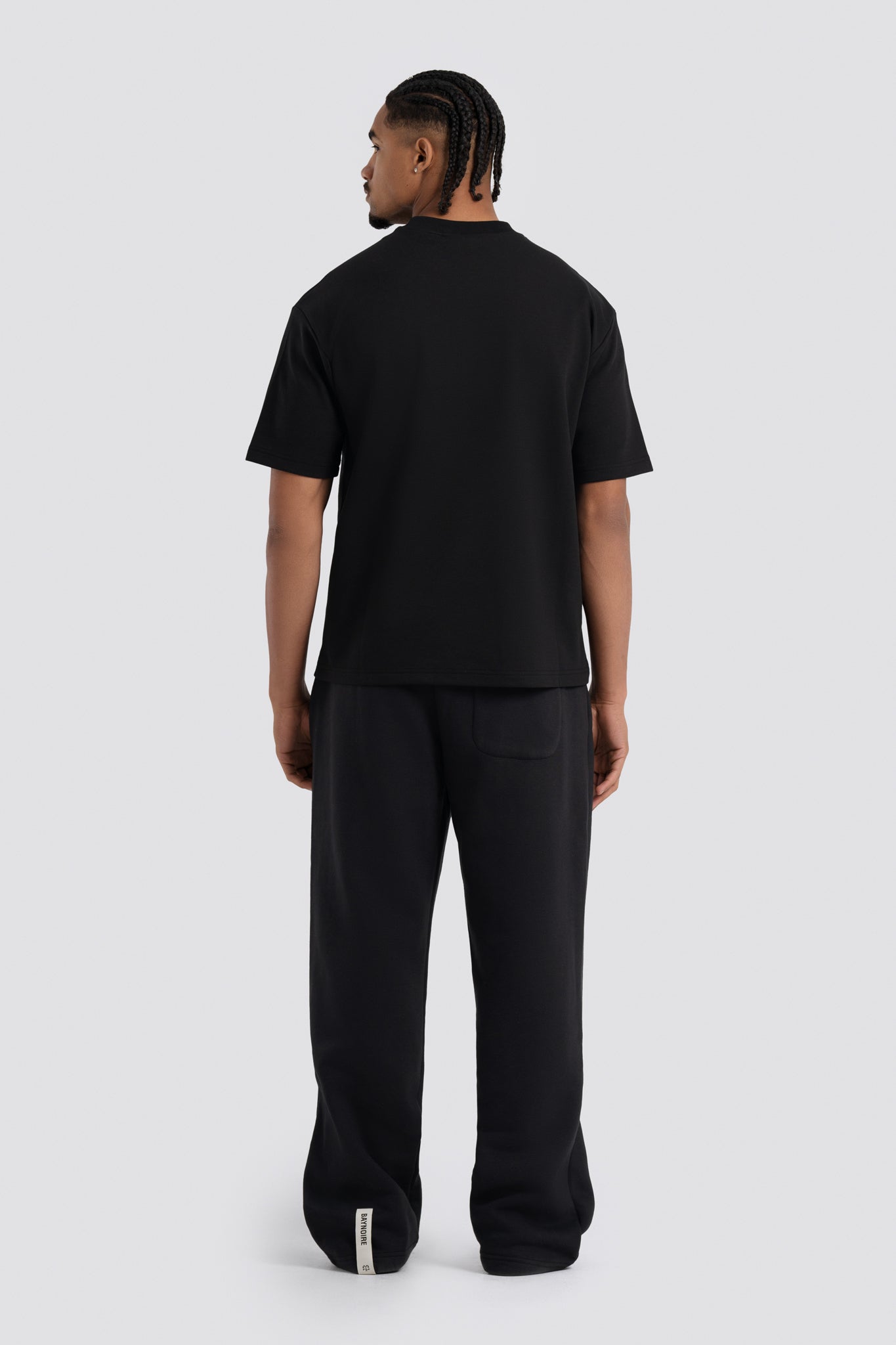 01E Wide Leg Black Heavy Sweatpants