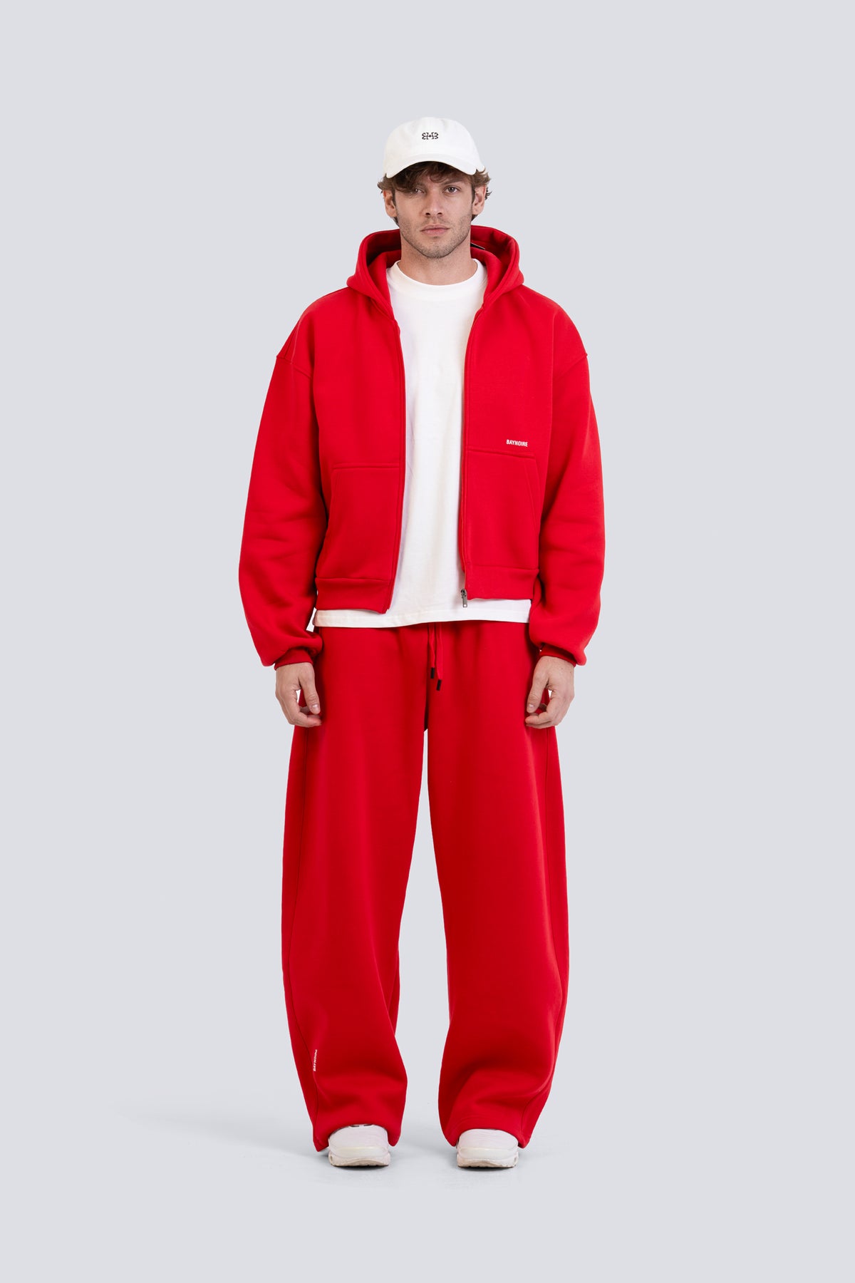 02P Oversized Red Zipped Hoodie
