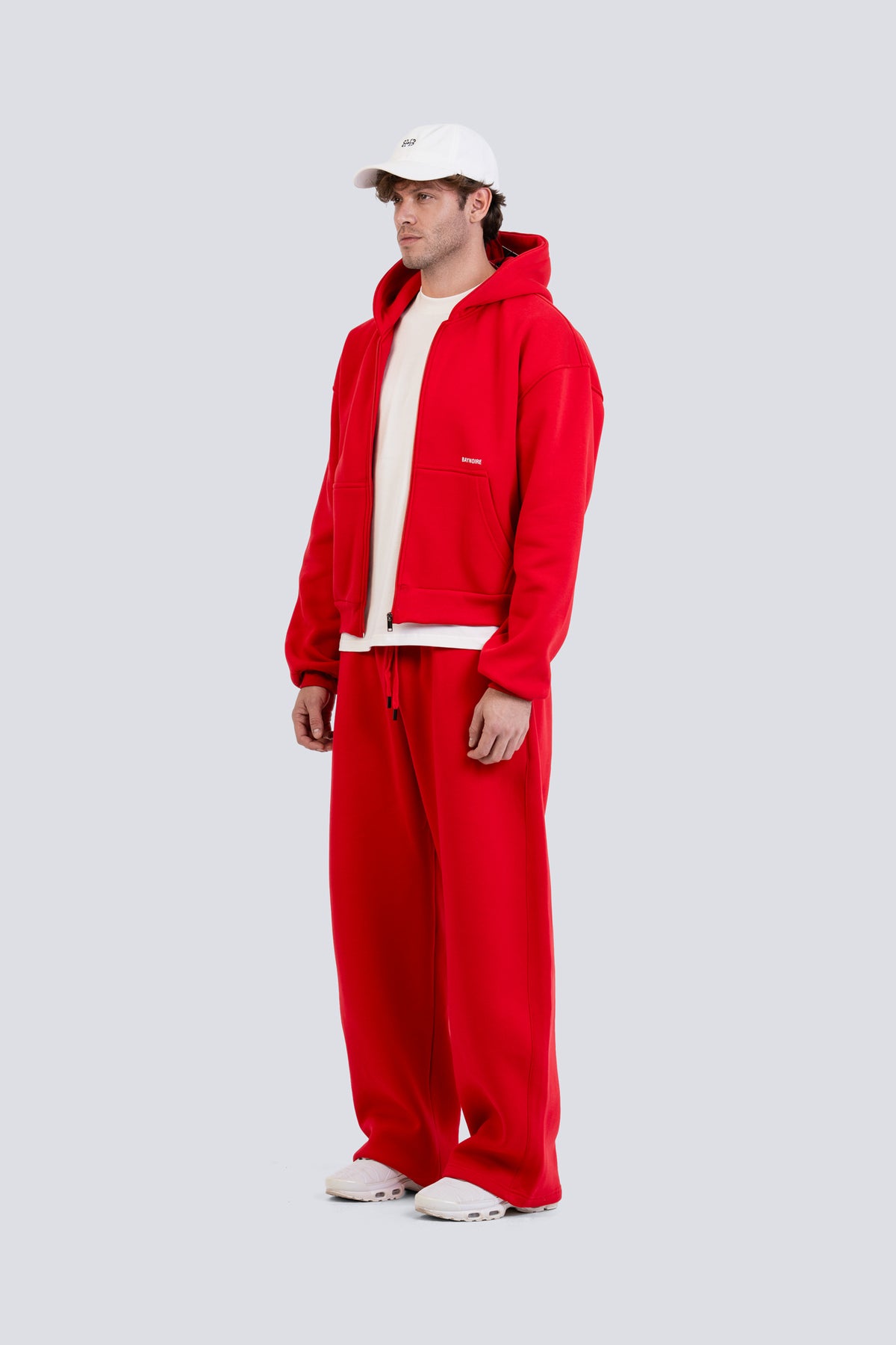 02P Oversized Red Zipped Hoodie