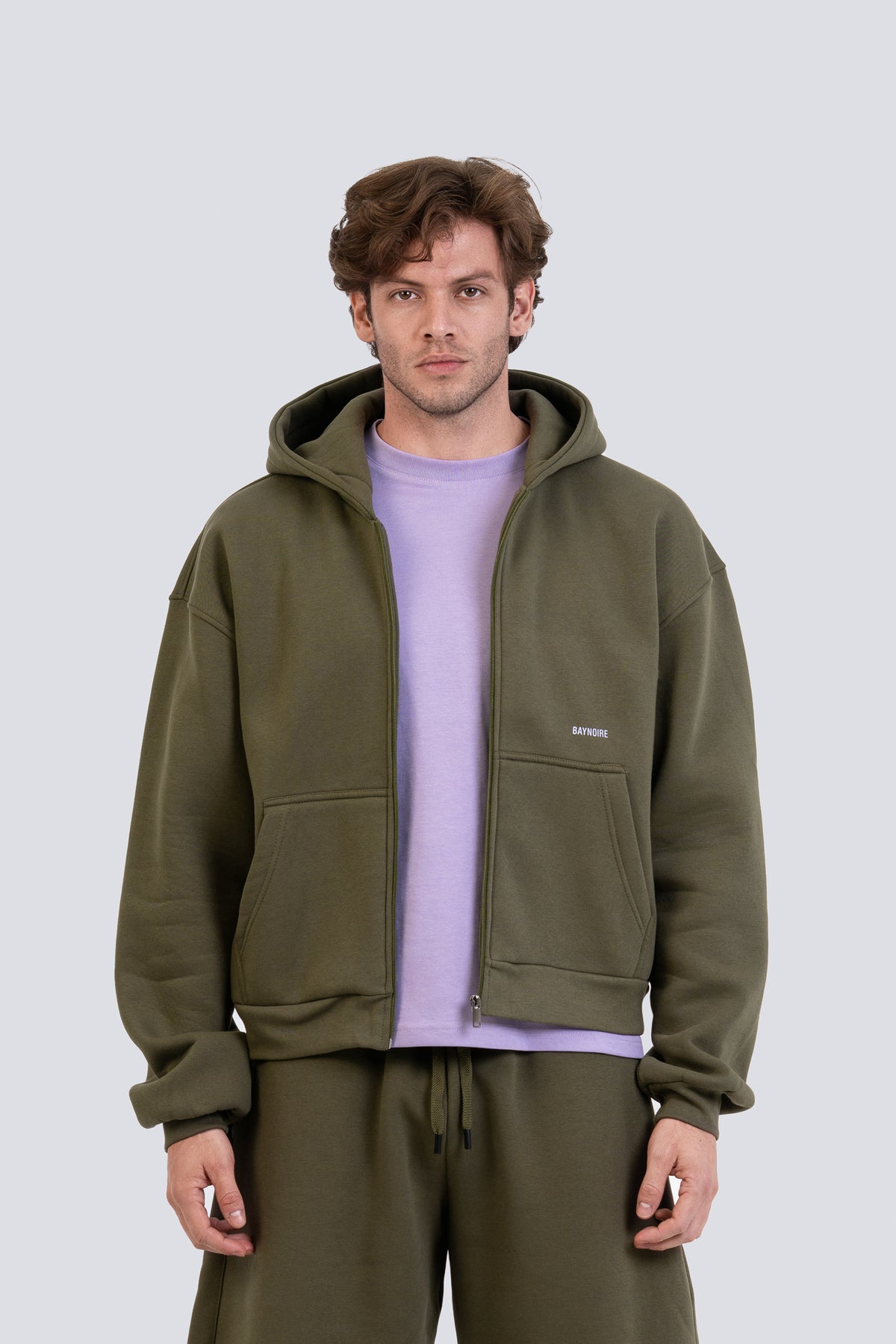 02P Oversized Olive Zipped Hoodie