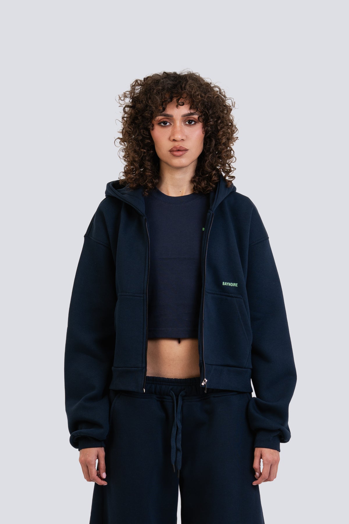 02P Oversized Navy Zipped Hoodie
