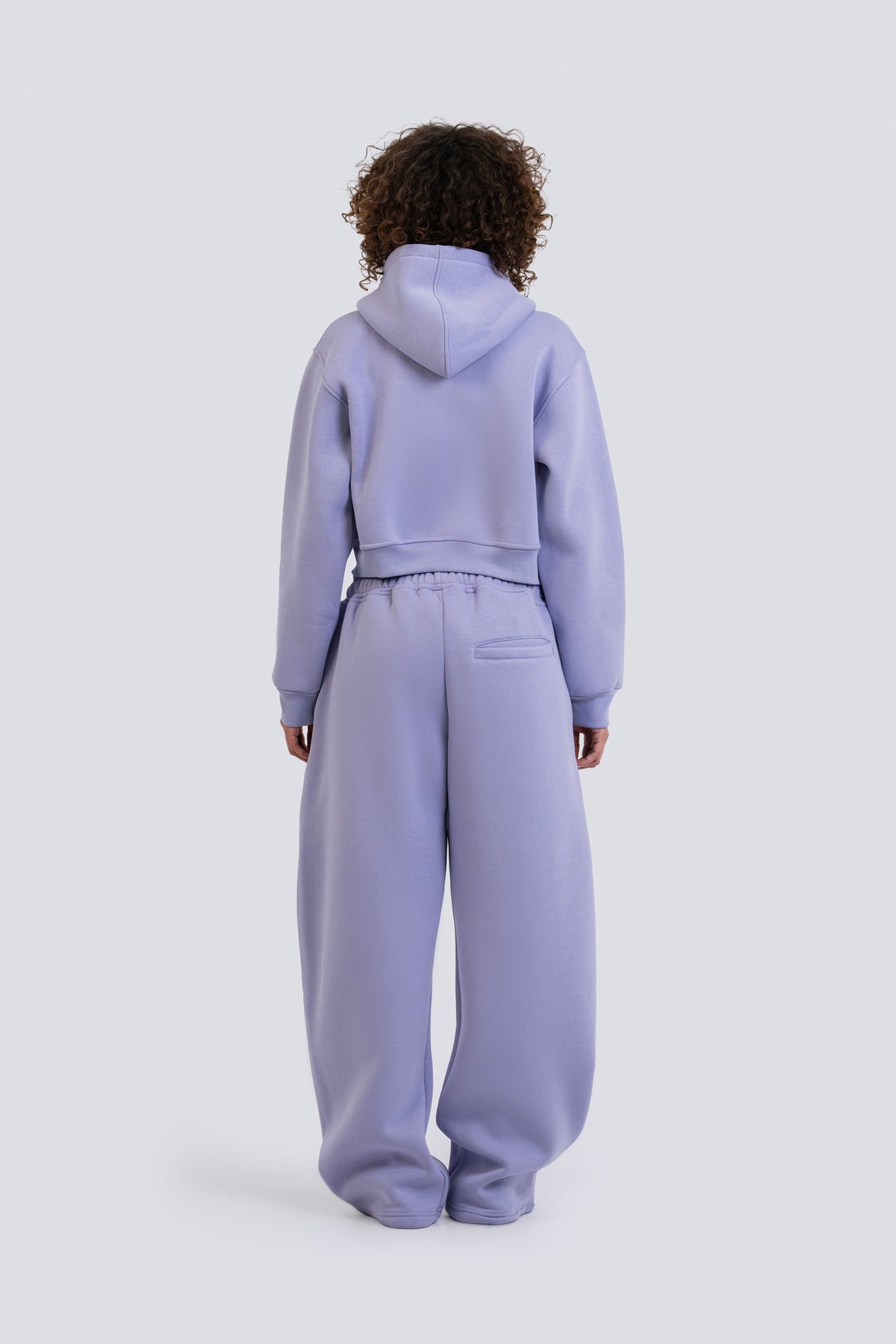 02P Oversized Lilac Cropped Zipped Hoodie