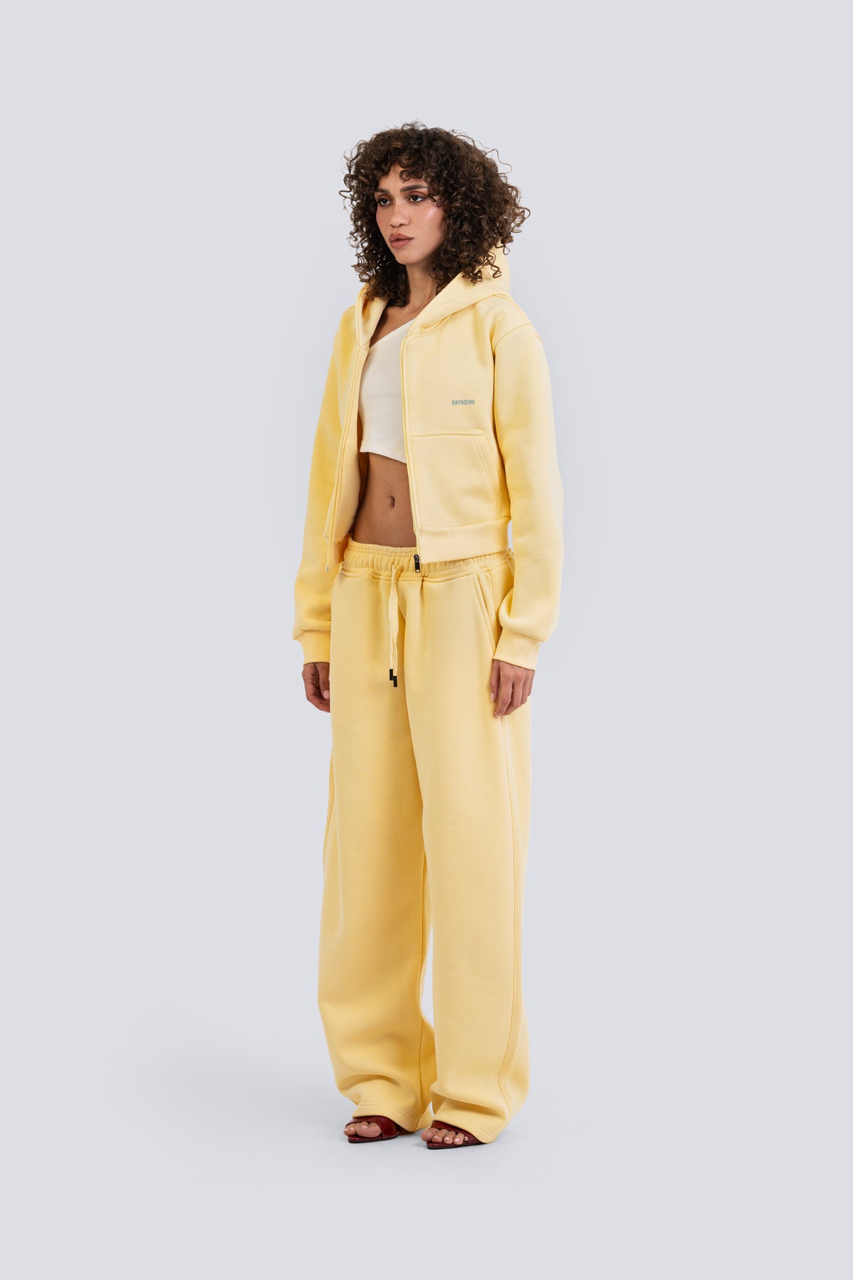 02P Oversized Yellow Cropped Zipped Hoodie