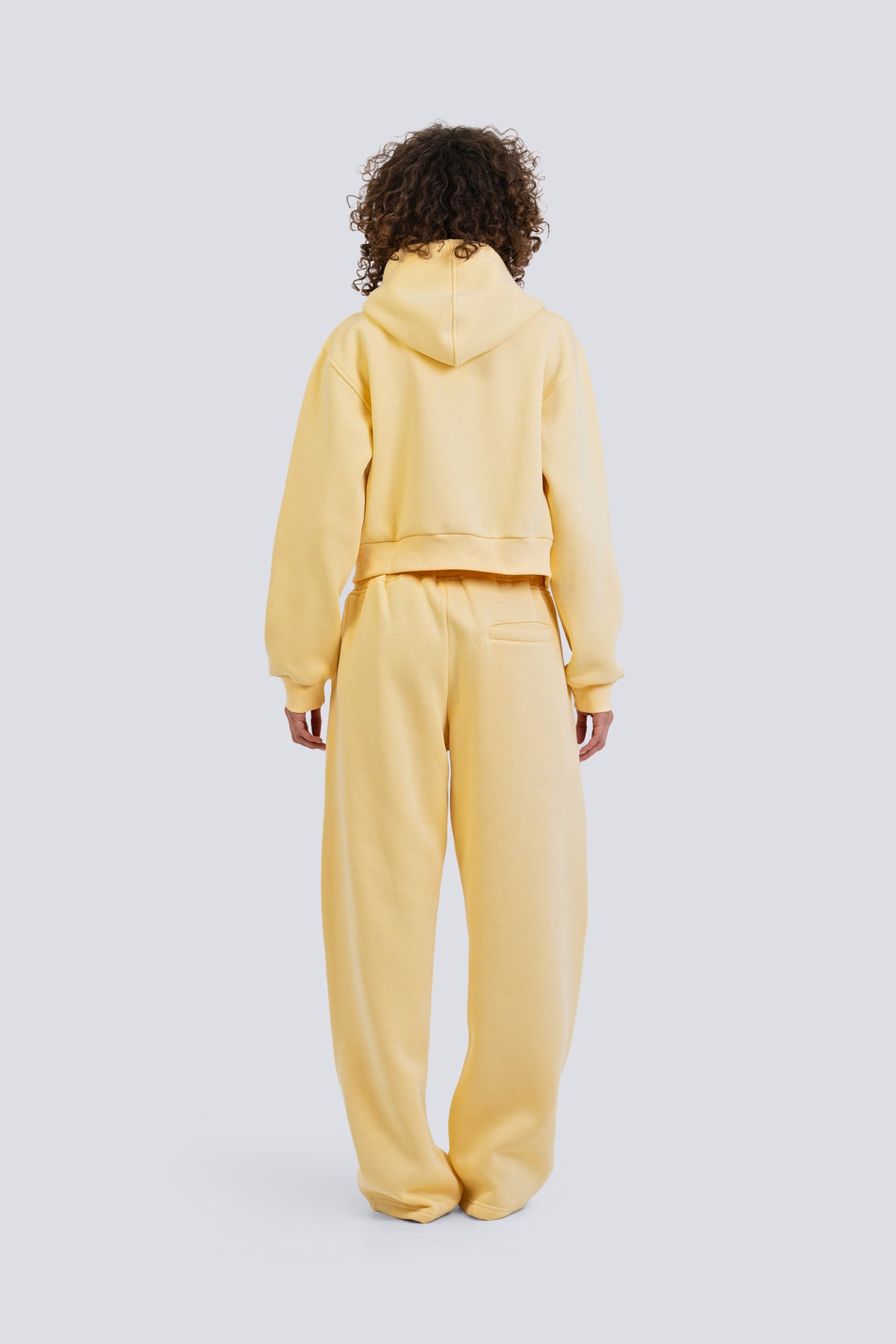 02P Oversized Yellow Cropped Zipped Hoodie