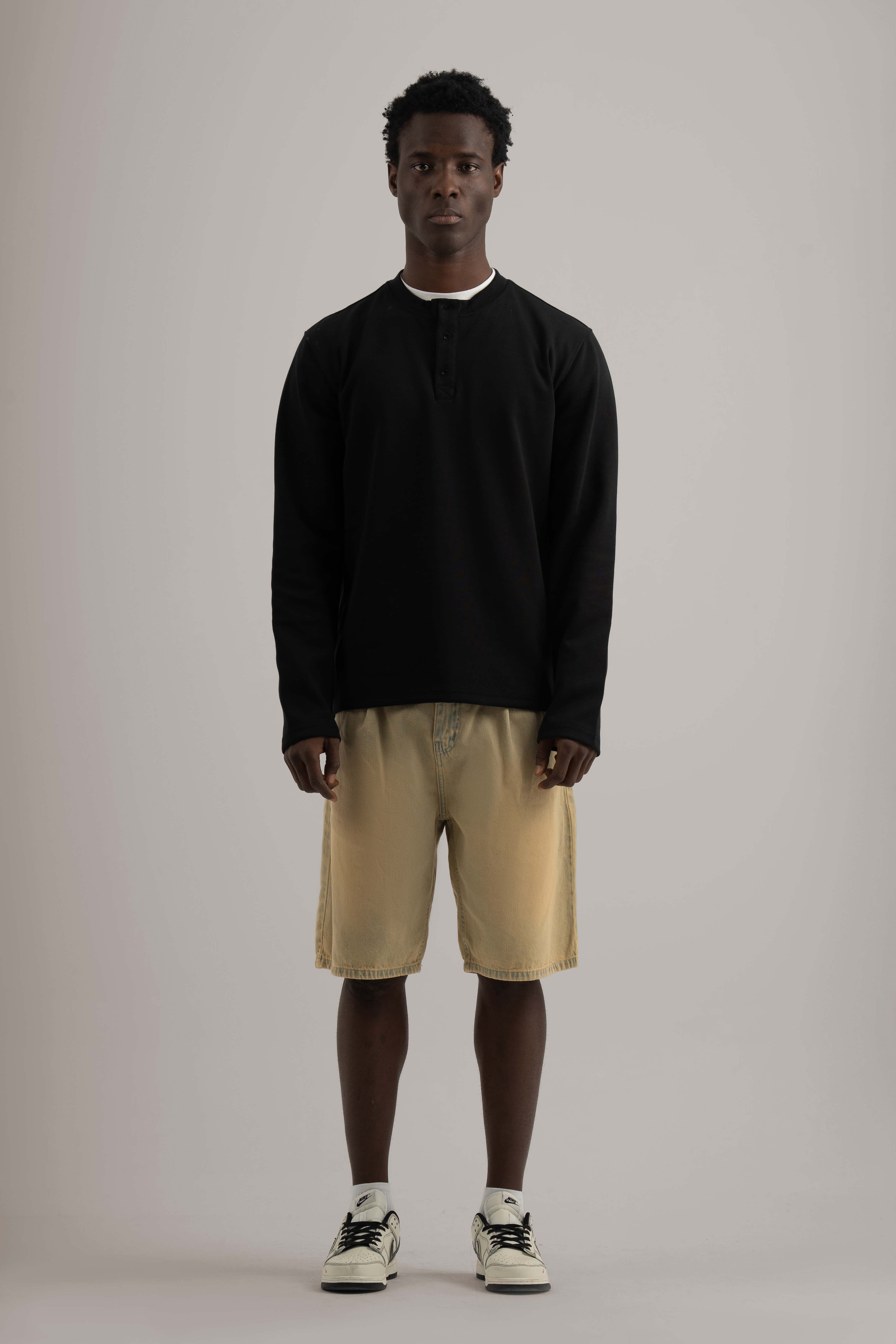 Black Henley Long Sleeve Shirt