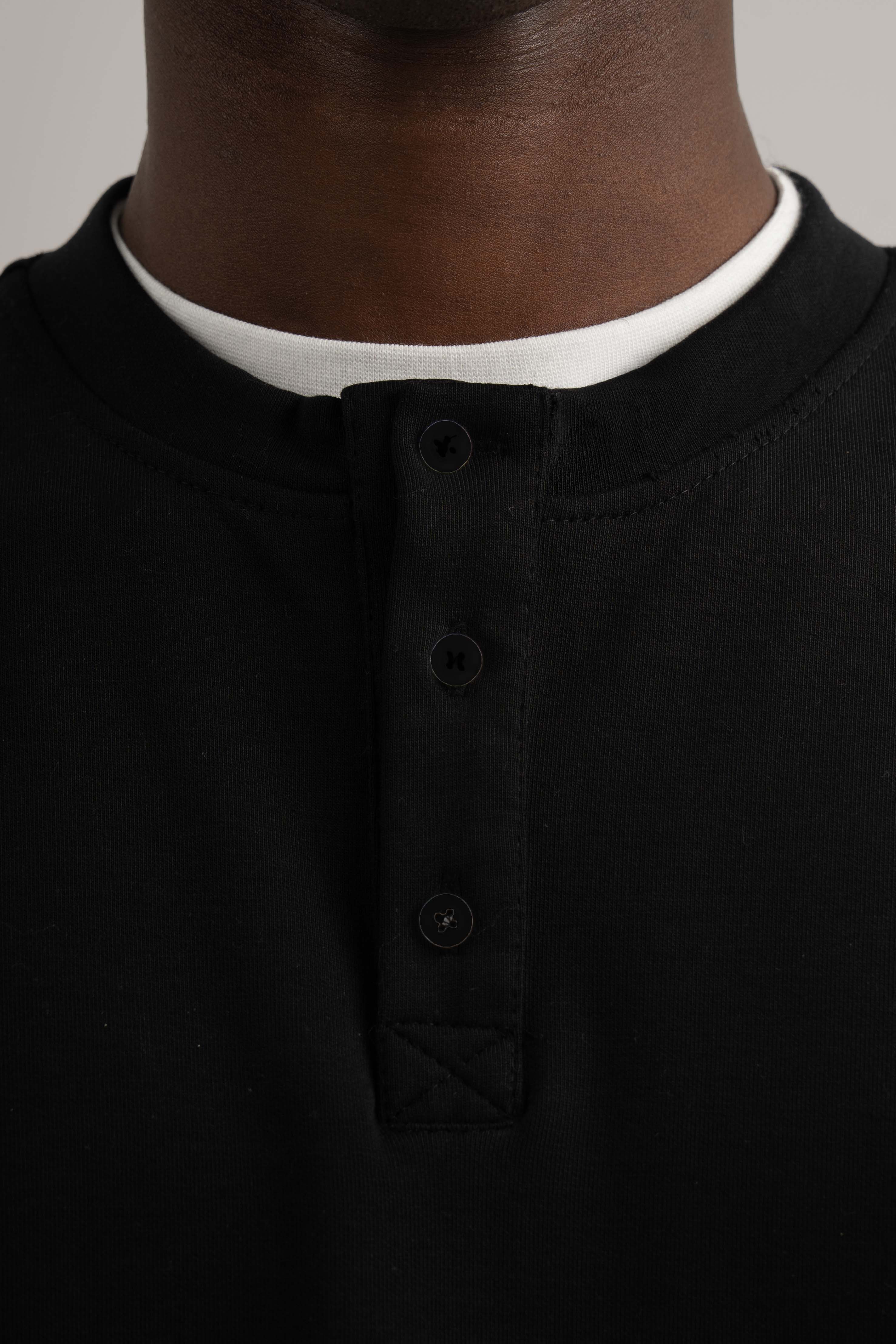 Black Henley Long Sleeve Shirt