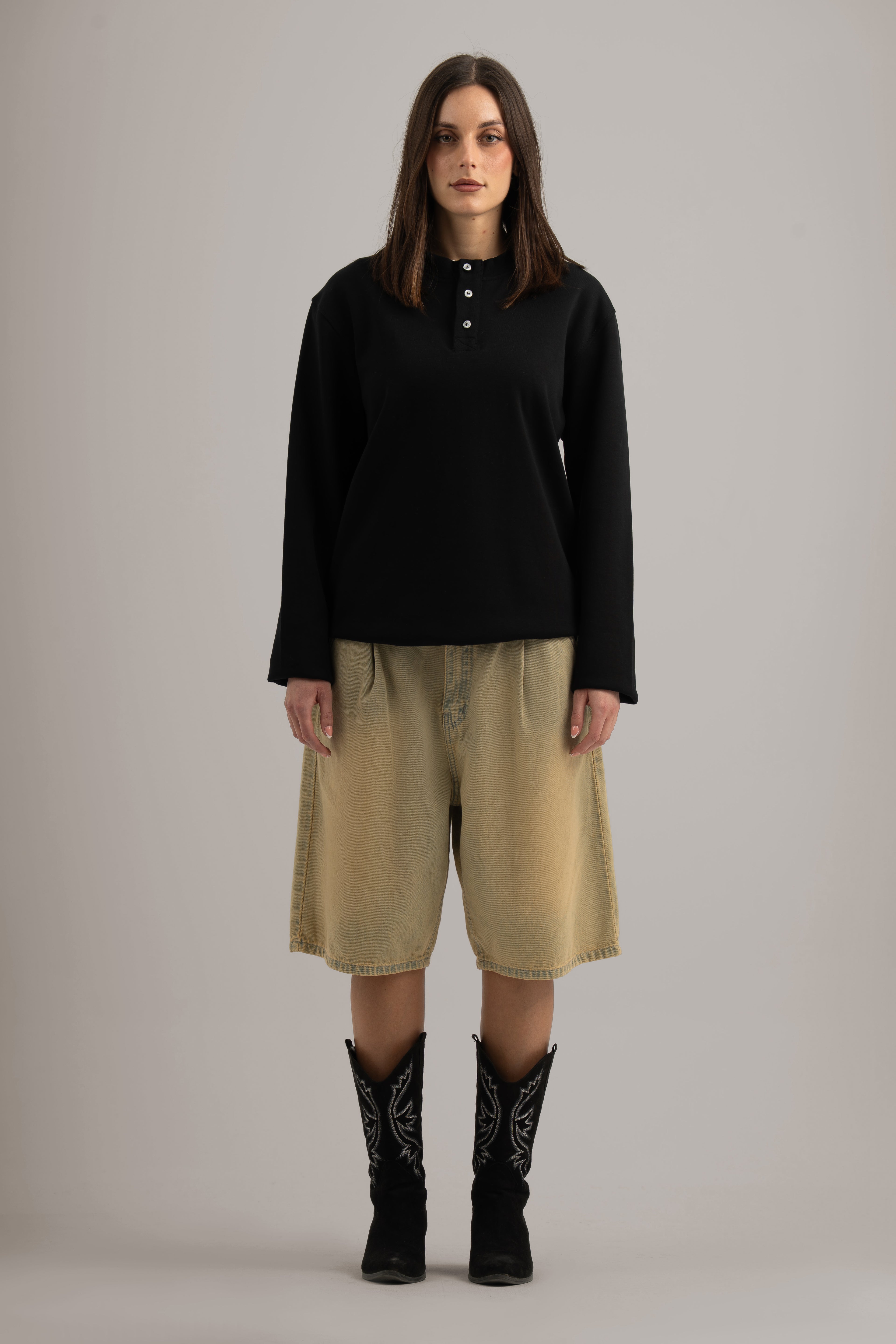 Black Henley Long Sleeve Shirt