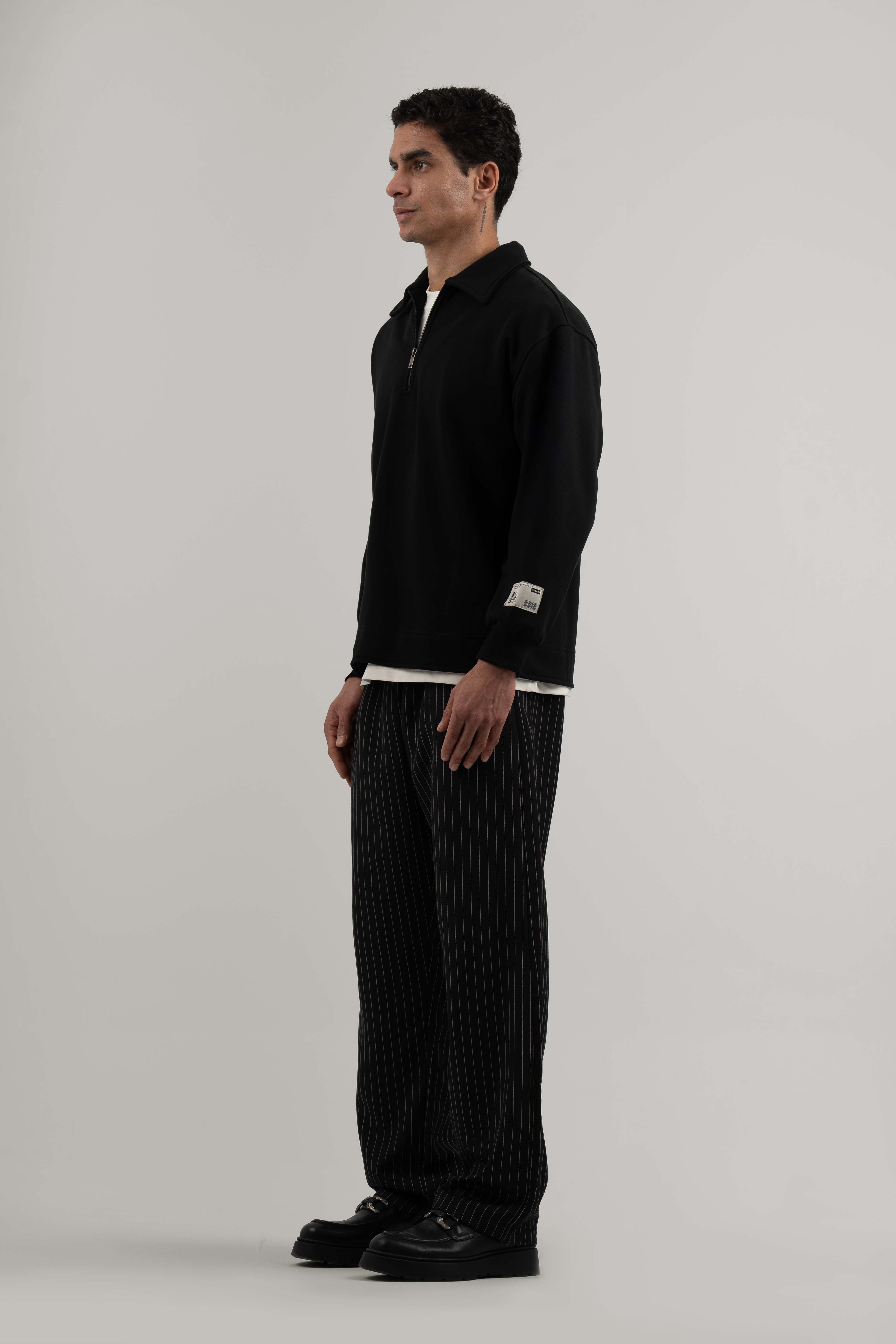 Black Polo Q-Zipper Sweatshirt