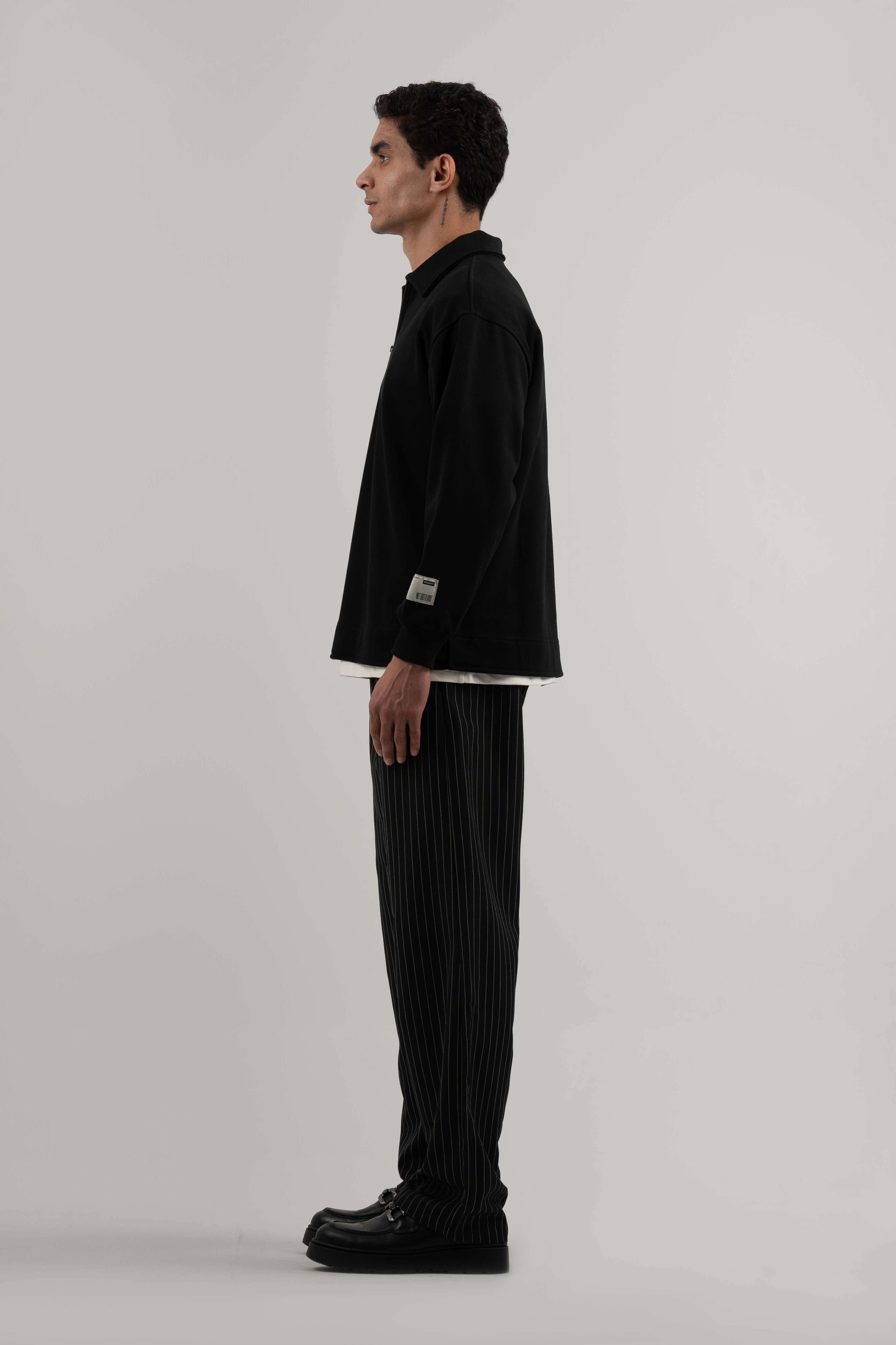 Black Polo Q-Zipper Sweatshirt