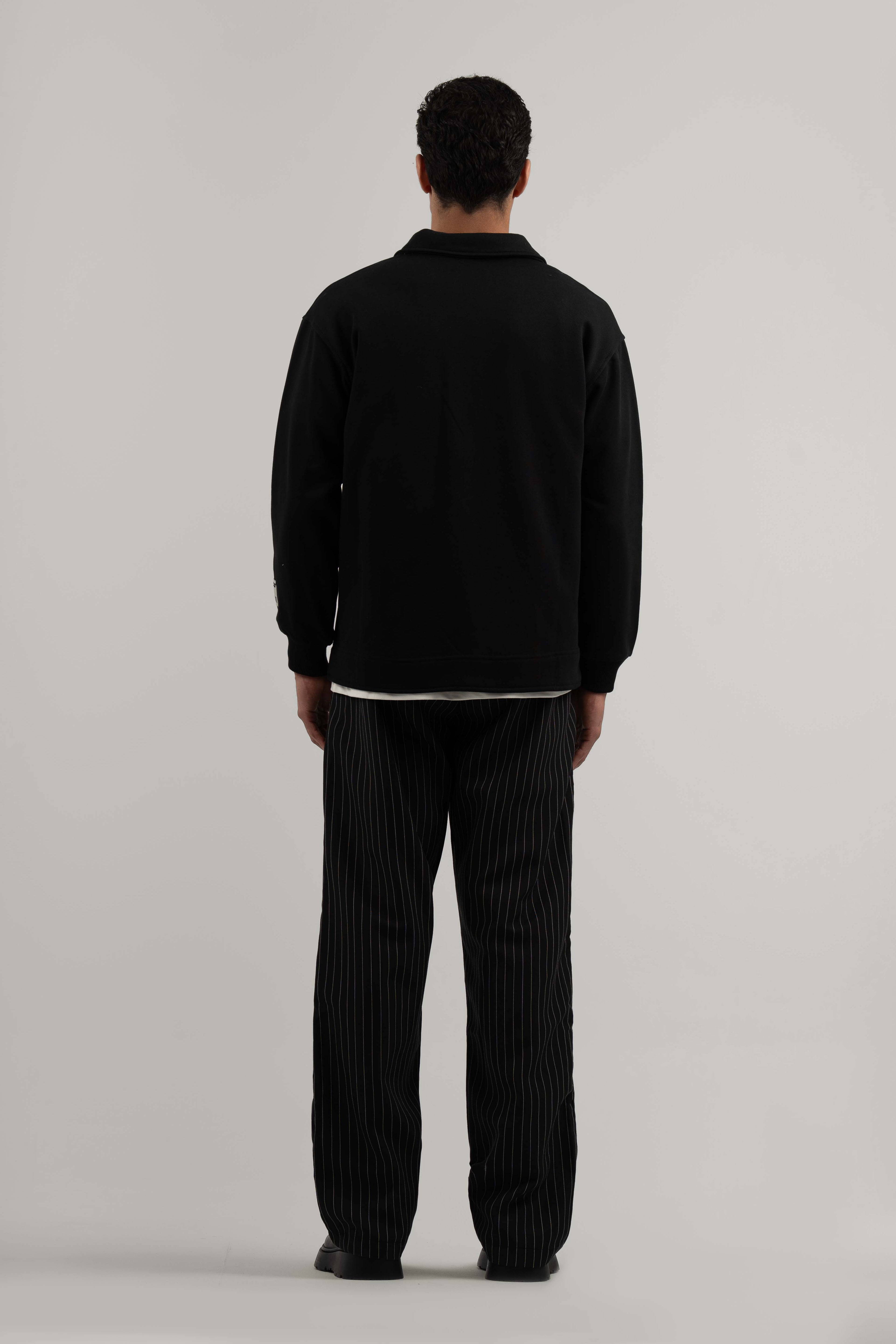 Black Polo Q-Zipper Sweatshirt