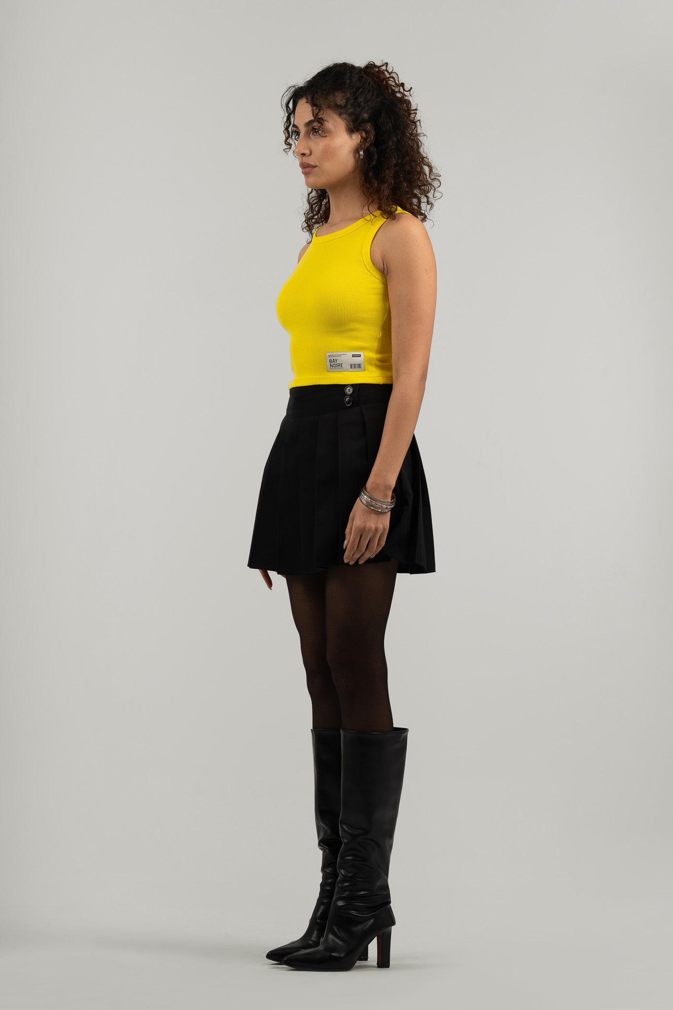 Yellow Ribbed Cropped Tank Top