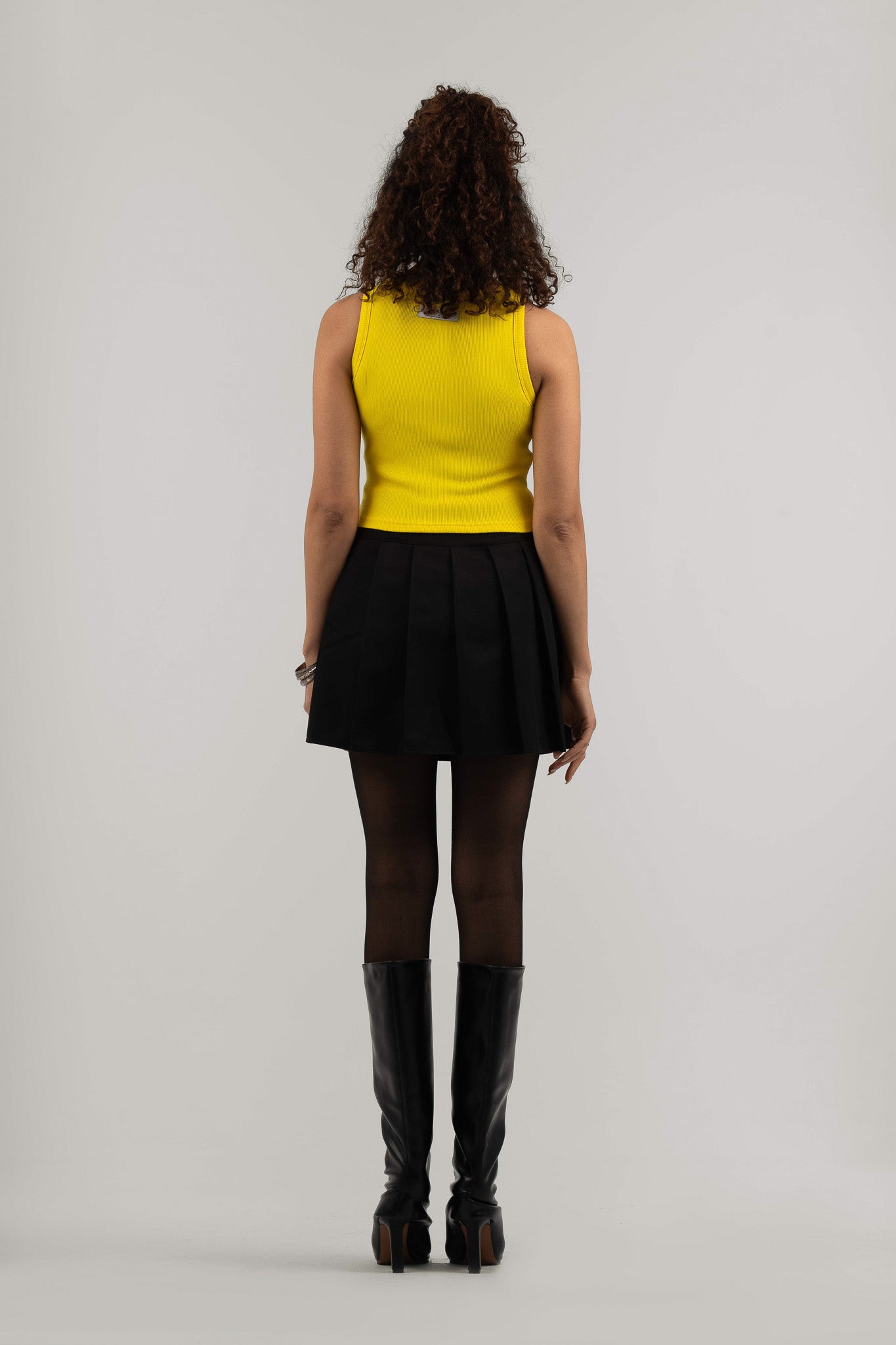 Yellow Ribbed Cropped Tank Top