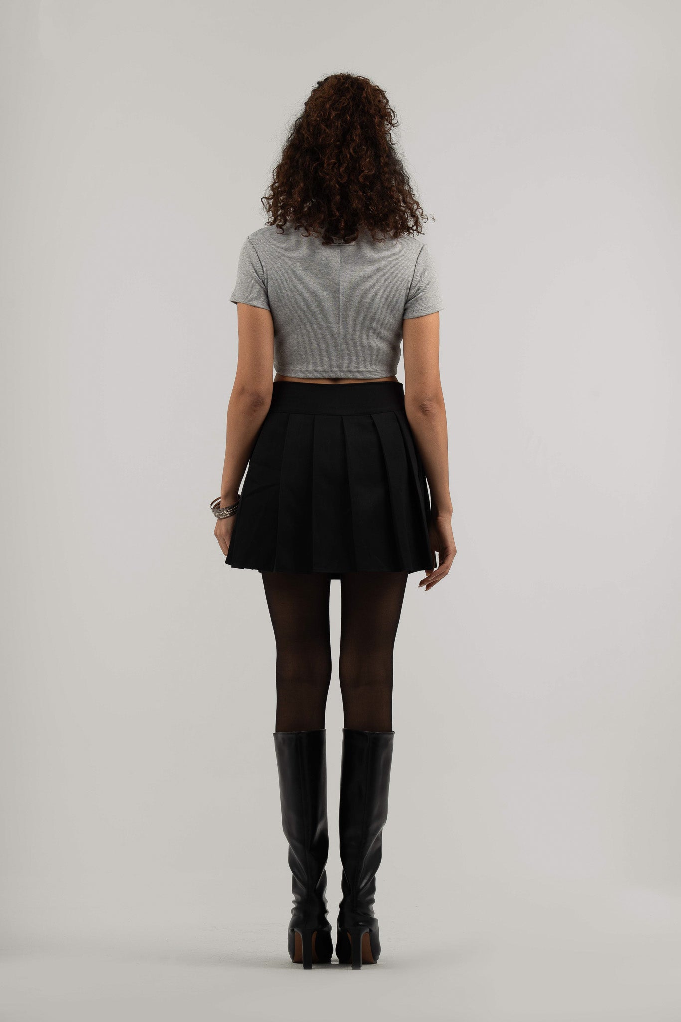 Grey Ribbed Cropped T-Shirt