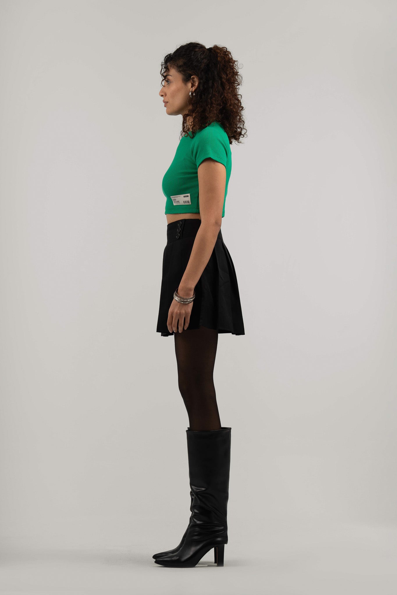 Green Ribbed Cropped T-Shirt