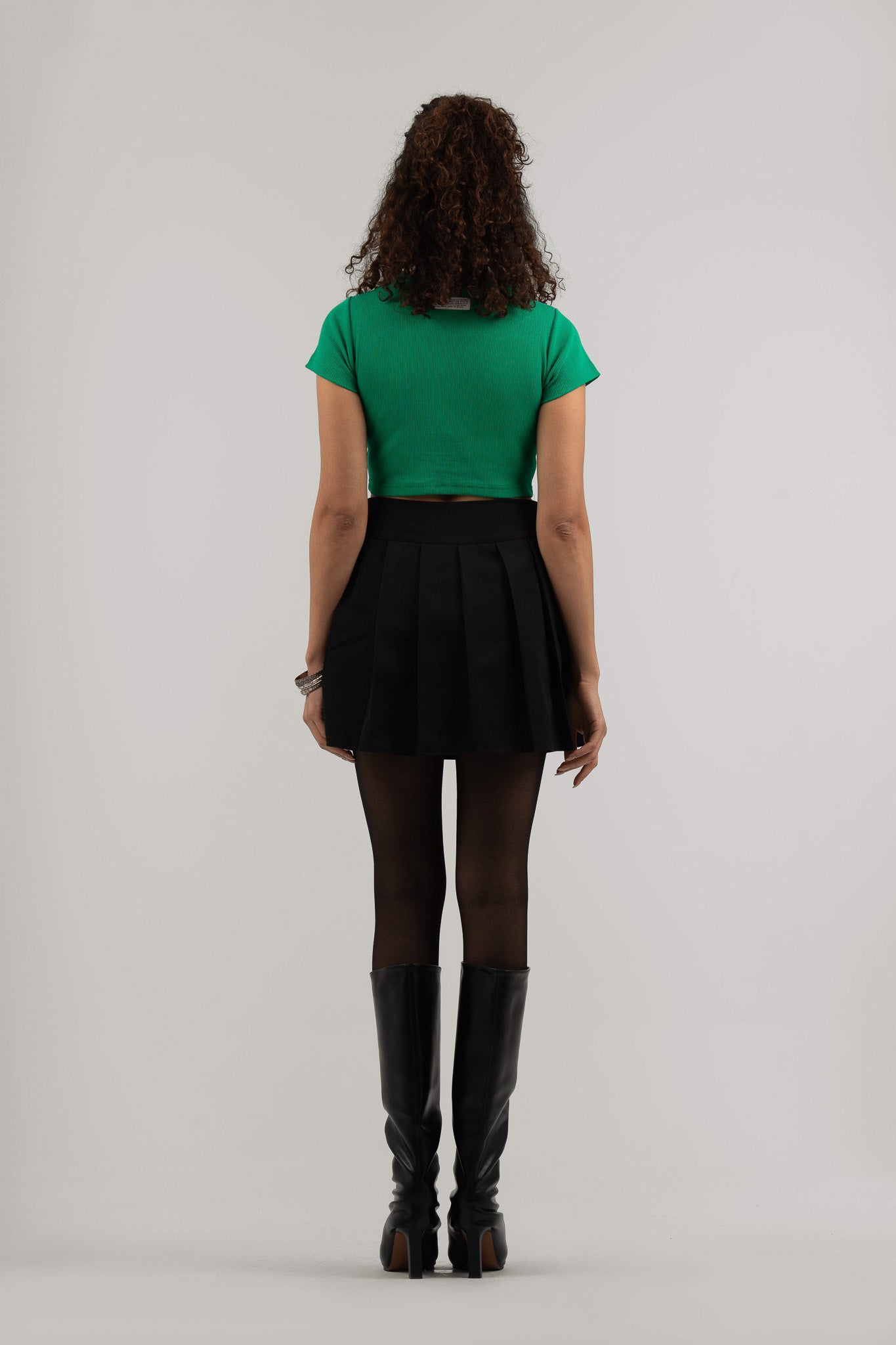 Green Ribbed Cropped T-Shirt