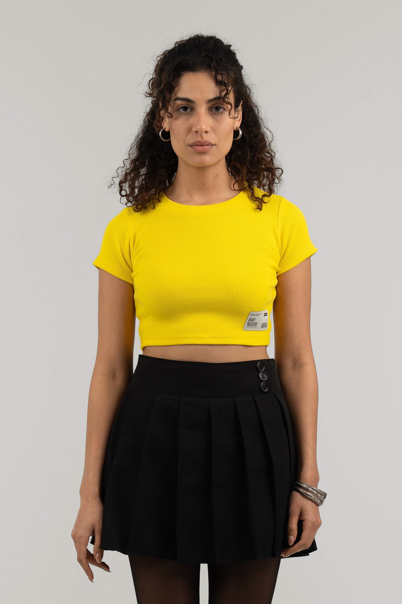 Yellow Ribbed Cropped T-Shirt