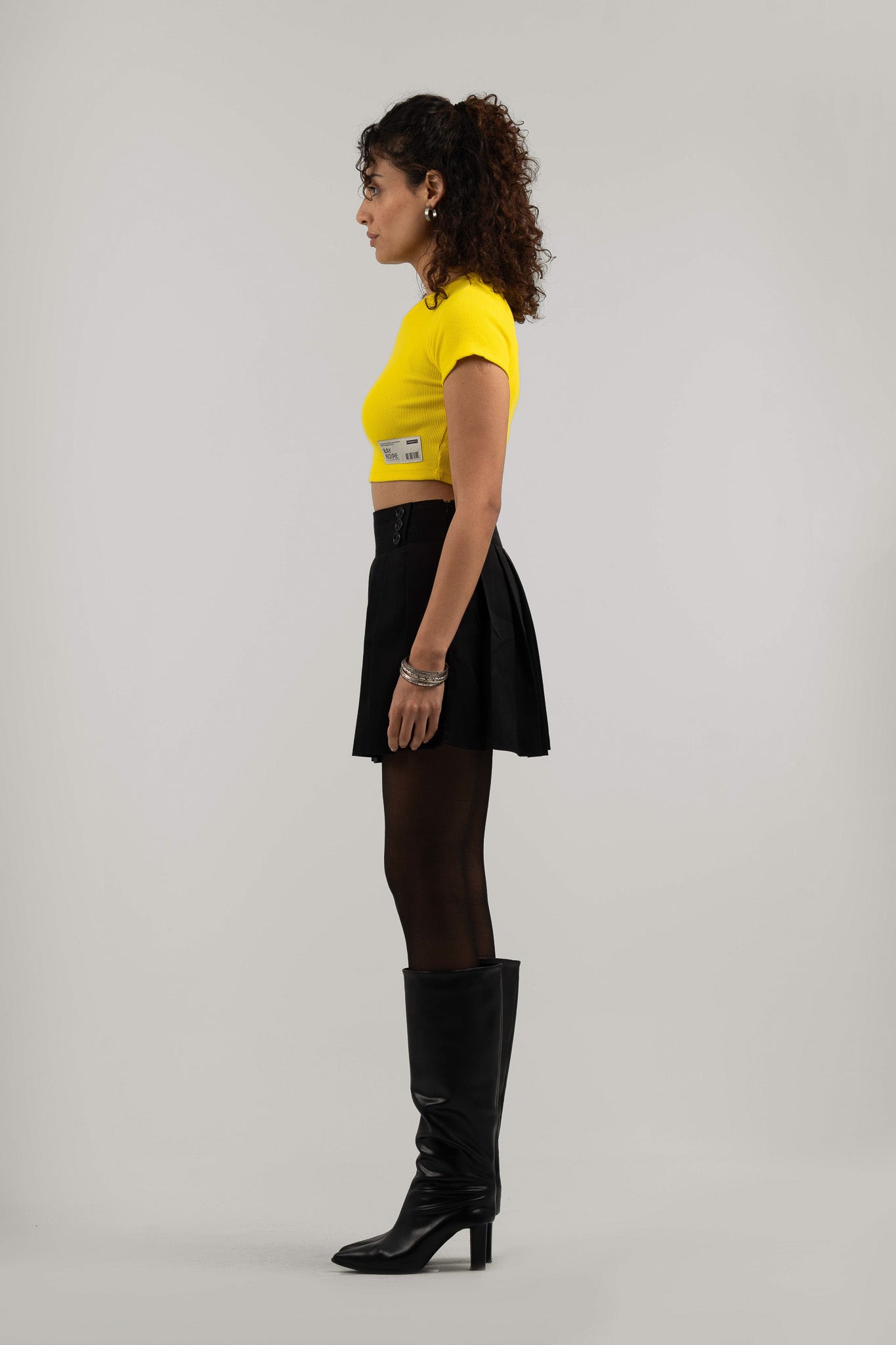 Yellow Ribbed Cropped T-Shirt