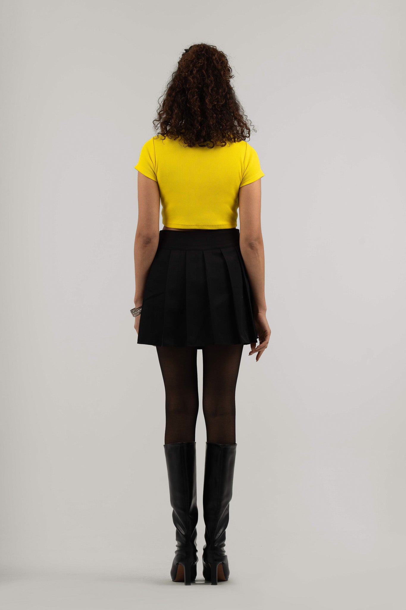 Yellow Ribbed Cropped T-Shirt