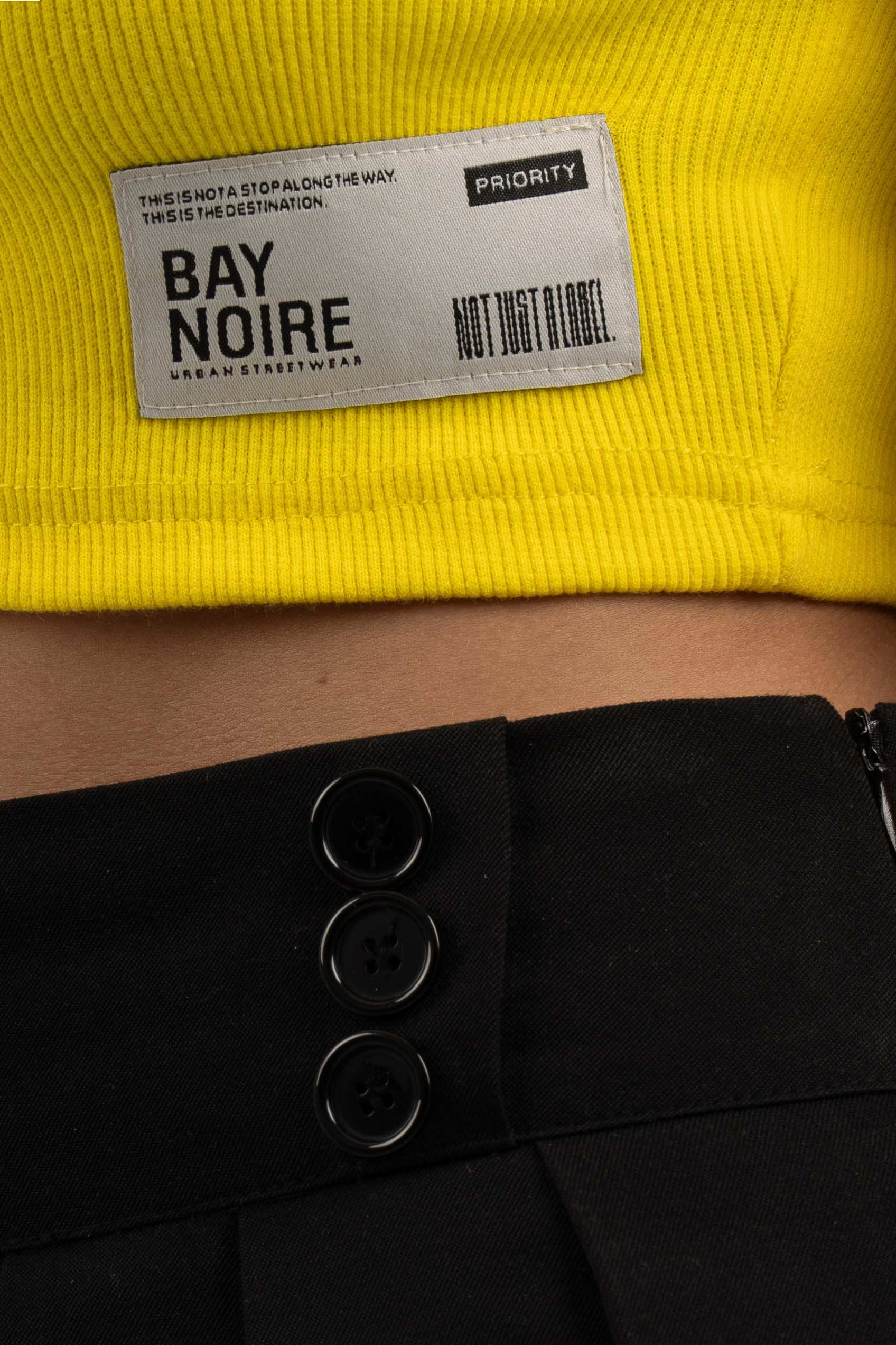 Yellow Ribbed Cropped T-Shirt