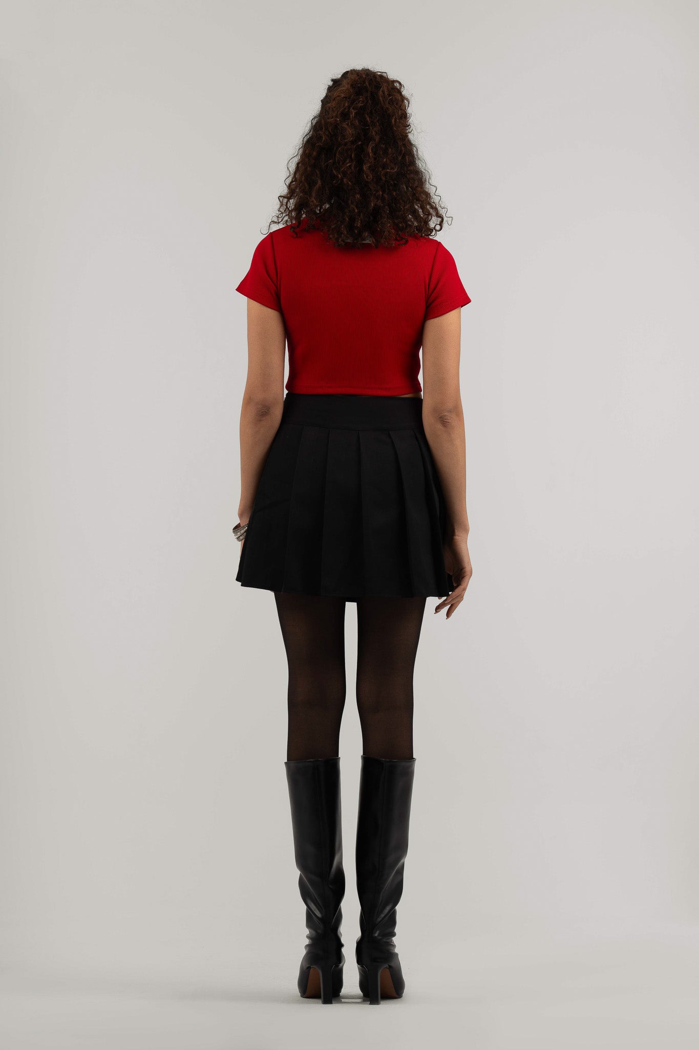 Red Ribbed Cropped T-Shirt