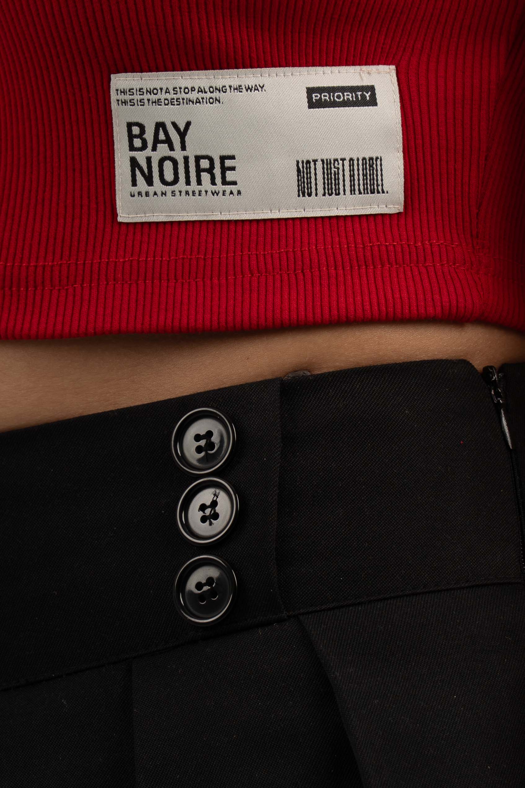 Red Ribbed Cropped T-Shirt