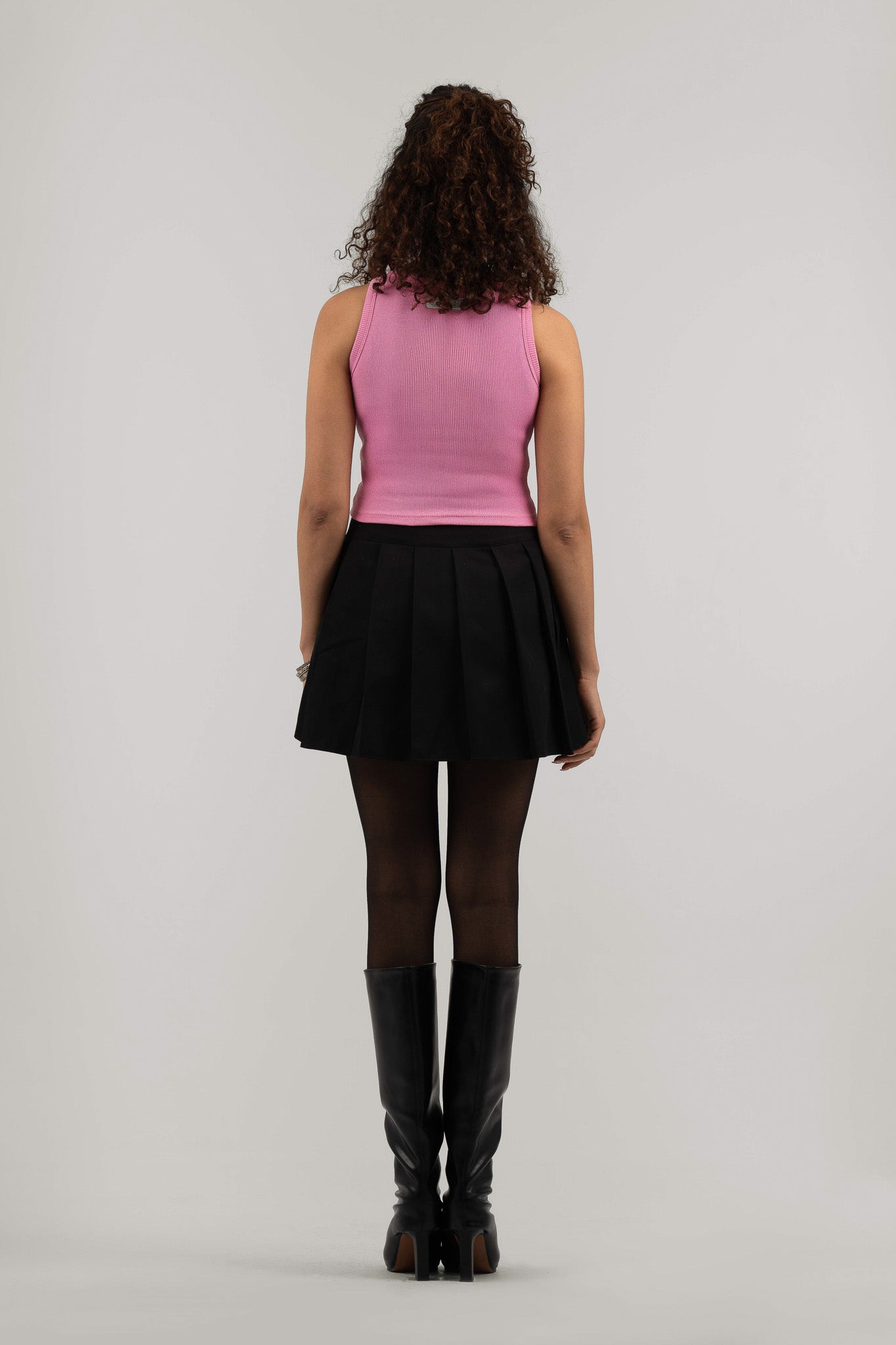 Pink Ribbed Cropped Tank Top