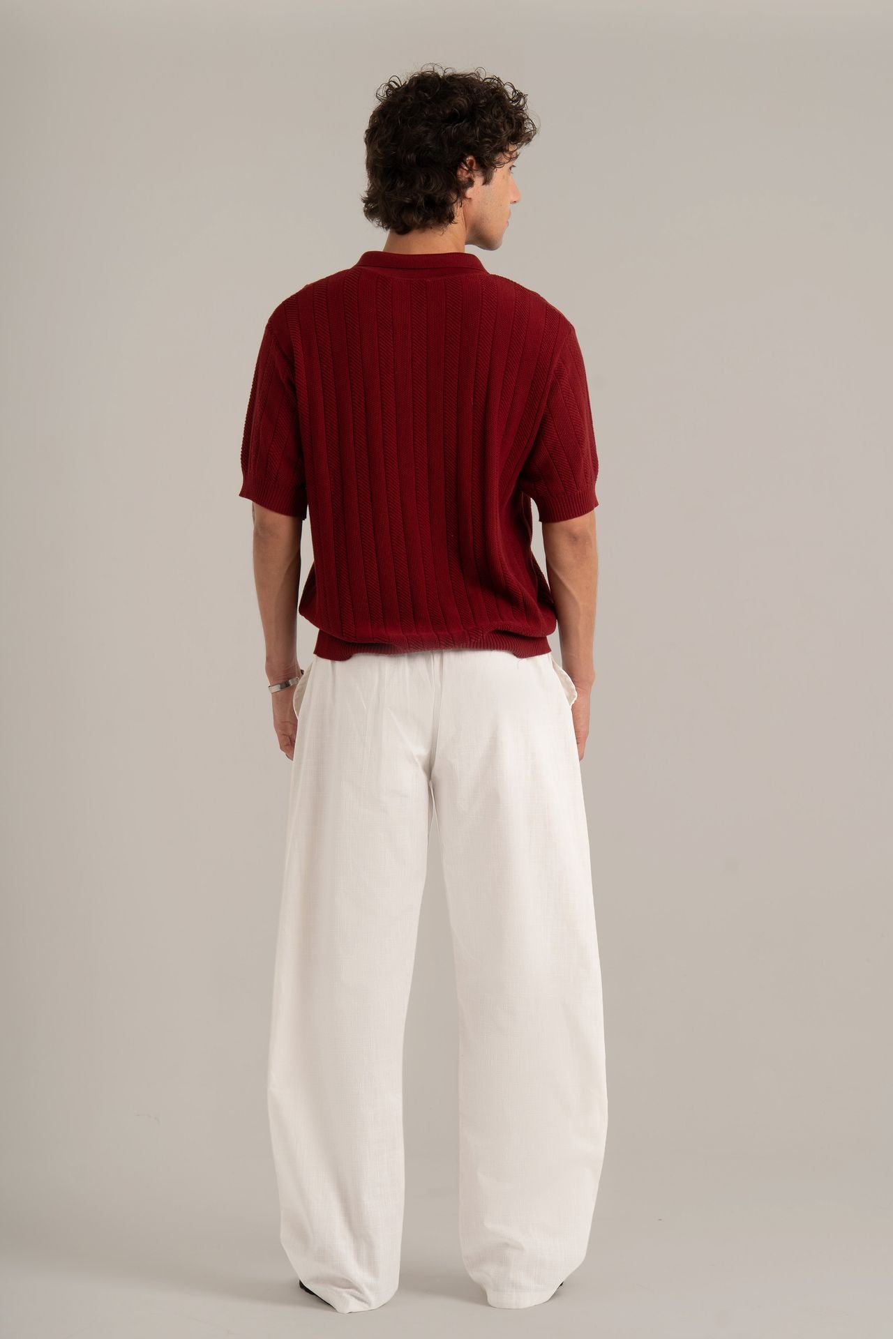 Burgundy R02 Knitted Polo Shirt