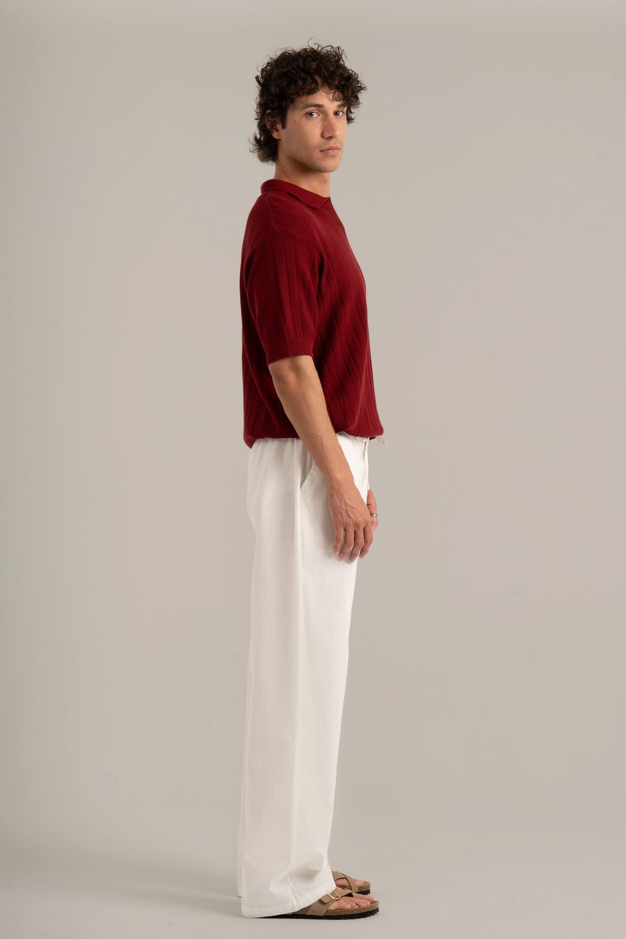 Burgundy R02 Knitted Polo Shirt