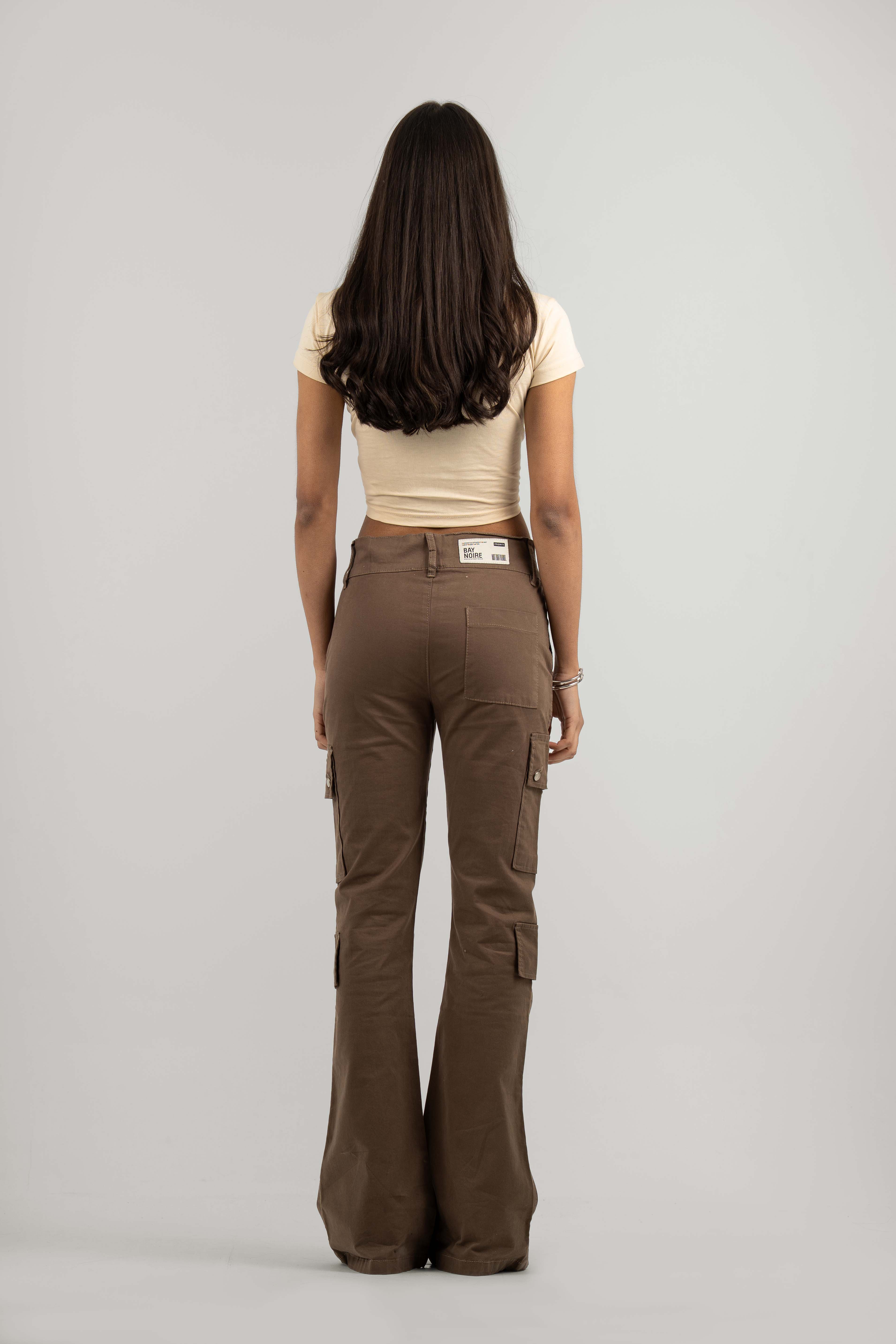 Brown Wide Leg Cargo Pants
