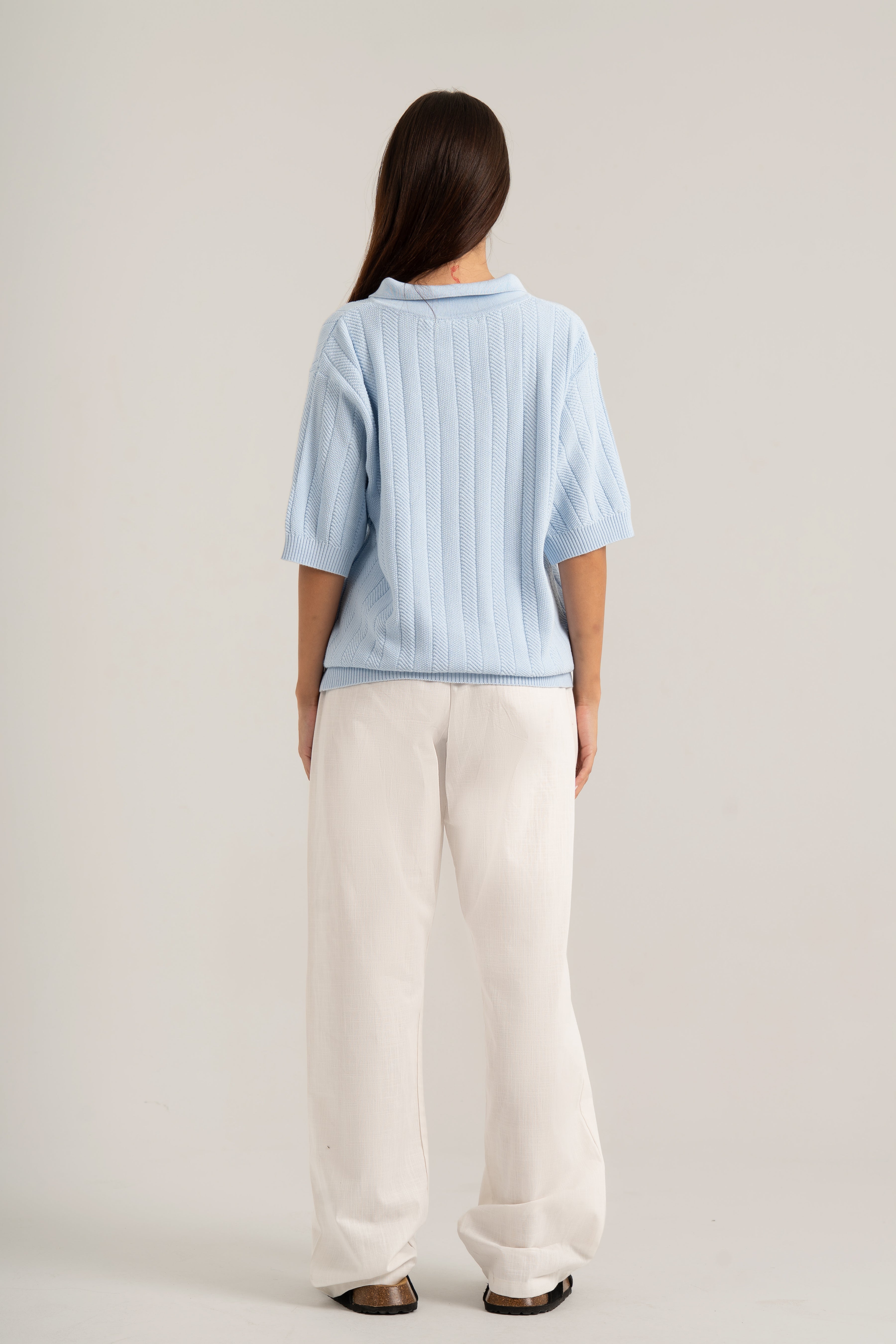 Baby Blue R02 Knitted Polo Shirt