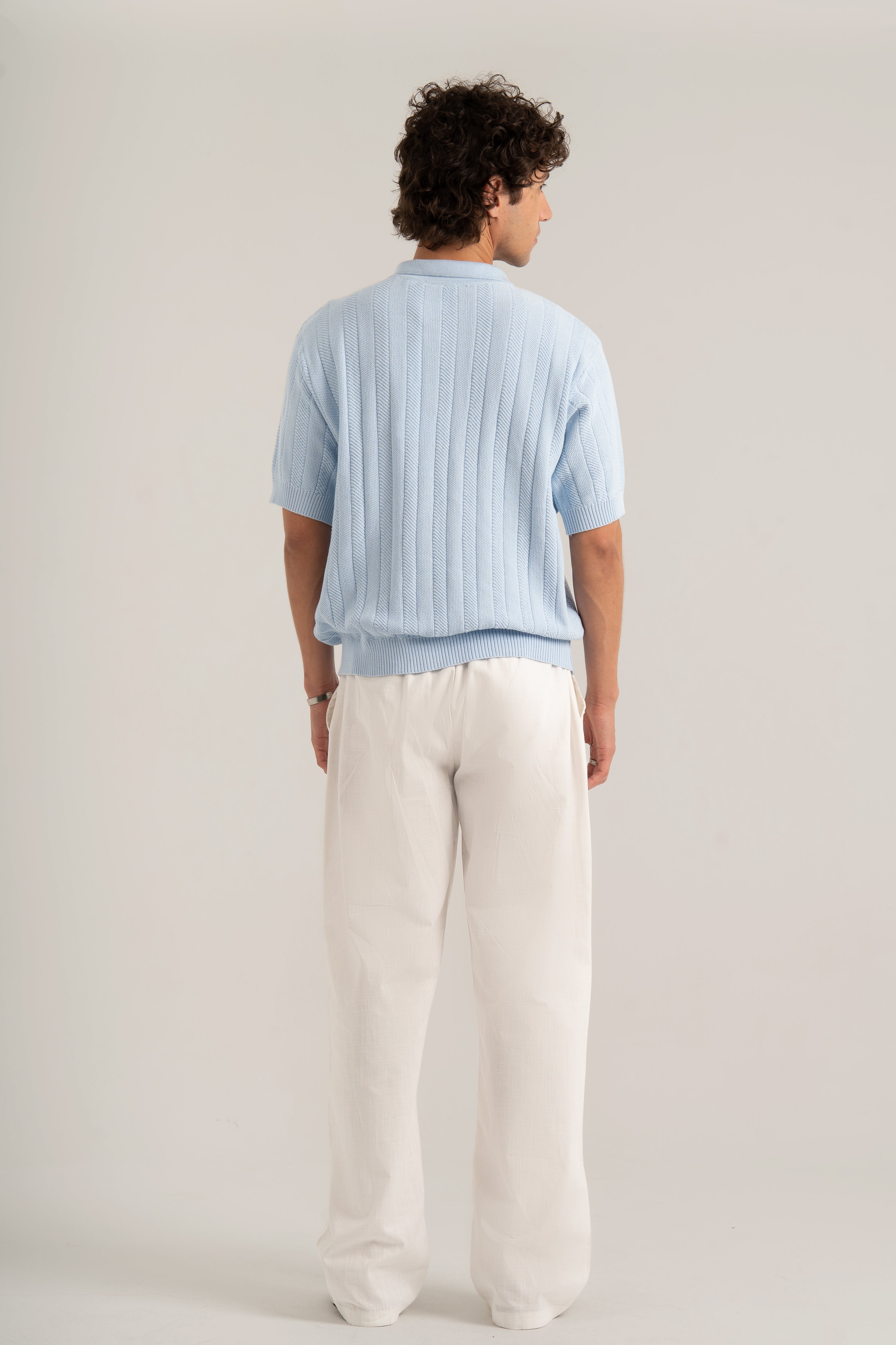 Baby Blue R02 Knitted Polo Shirt