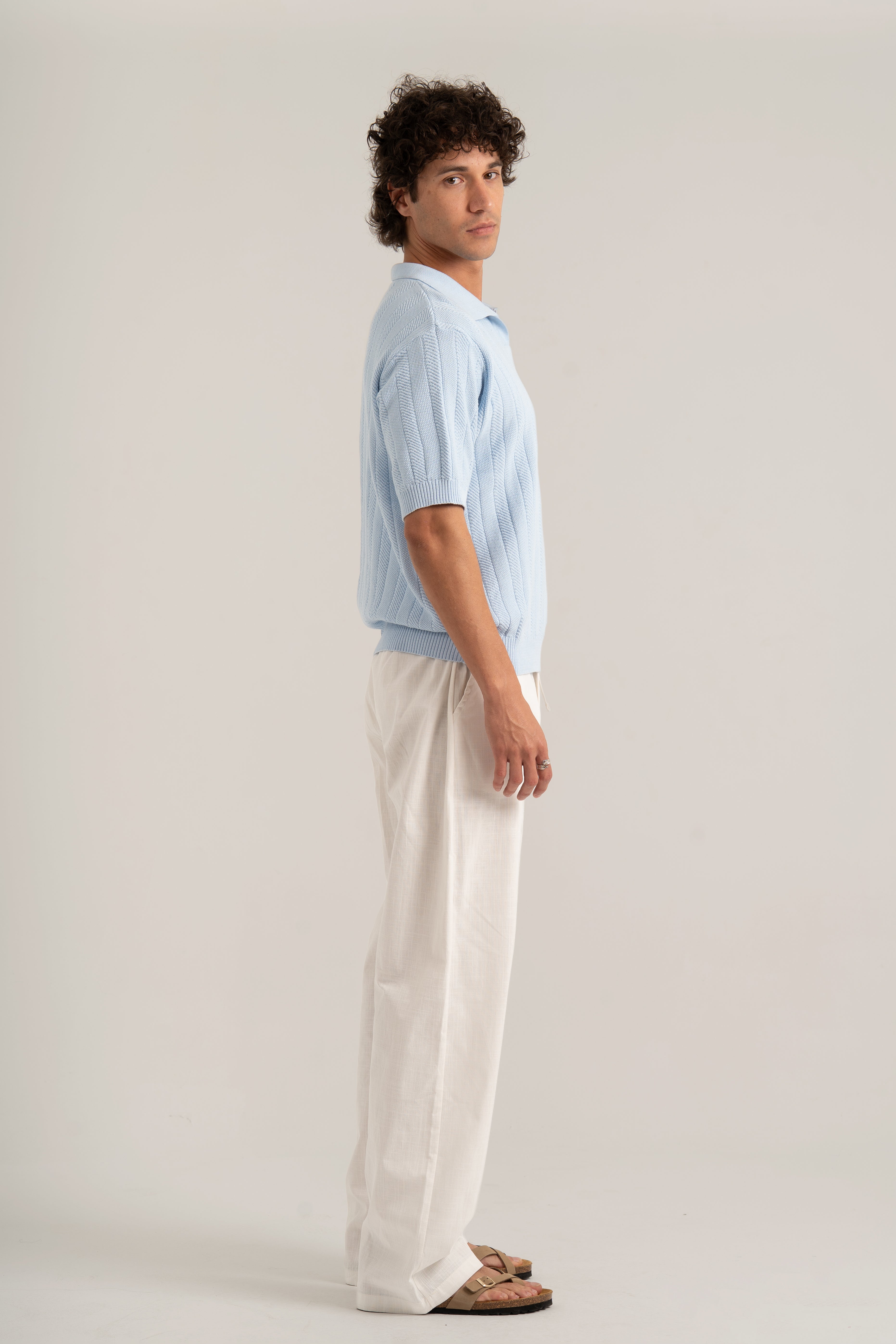 Baby Blue R02 Knitted Polo Shirt