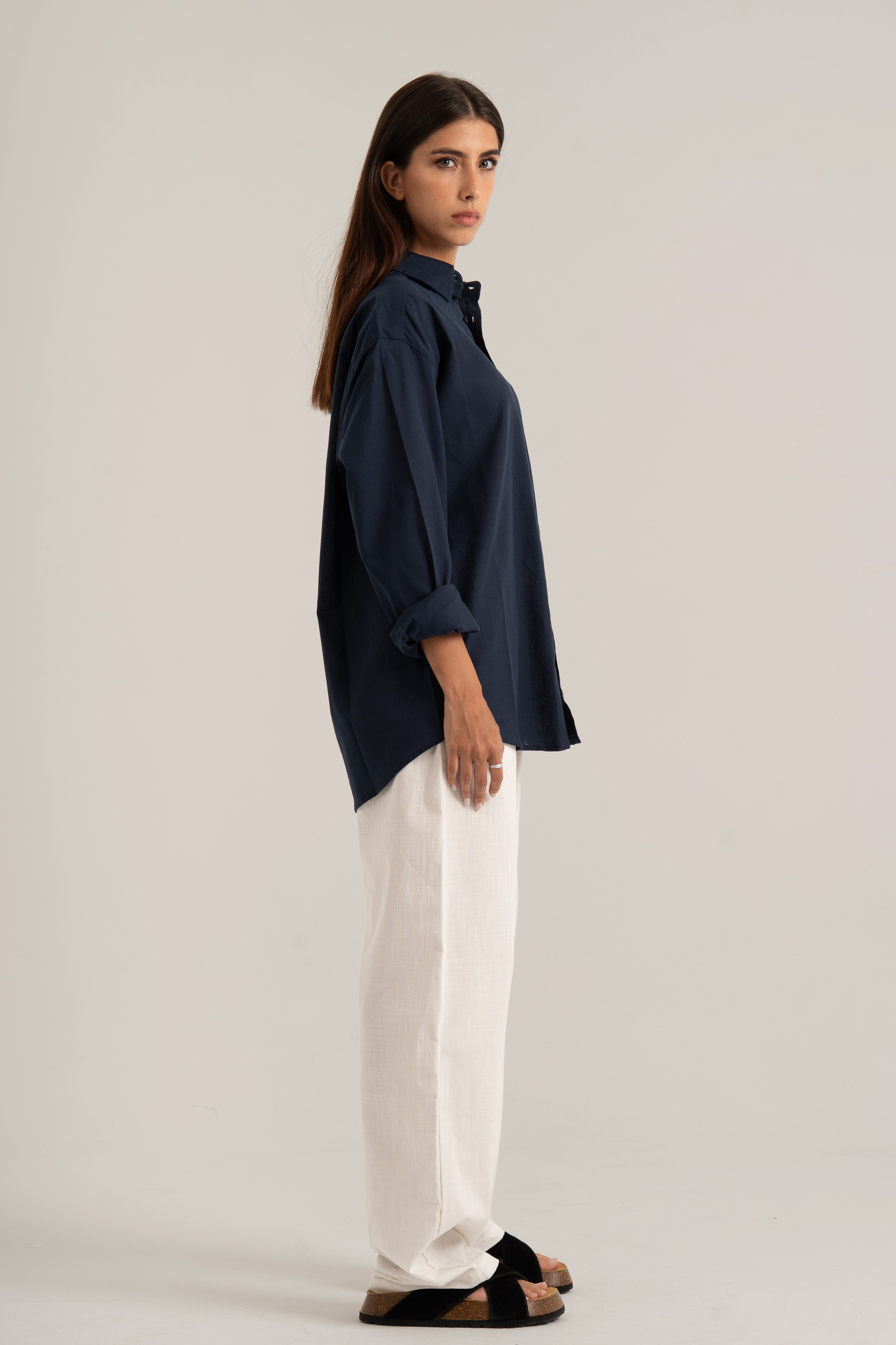 Navy C-Linen Shirt