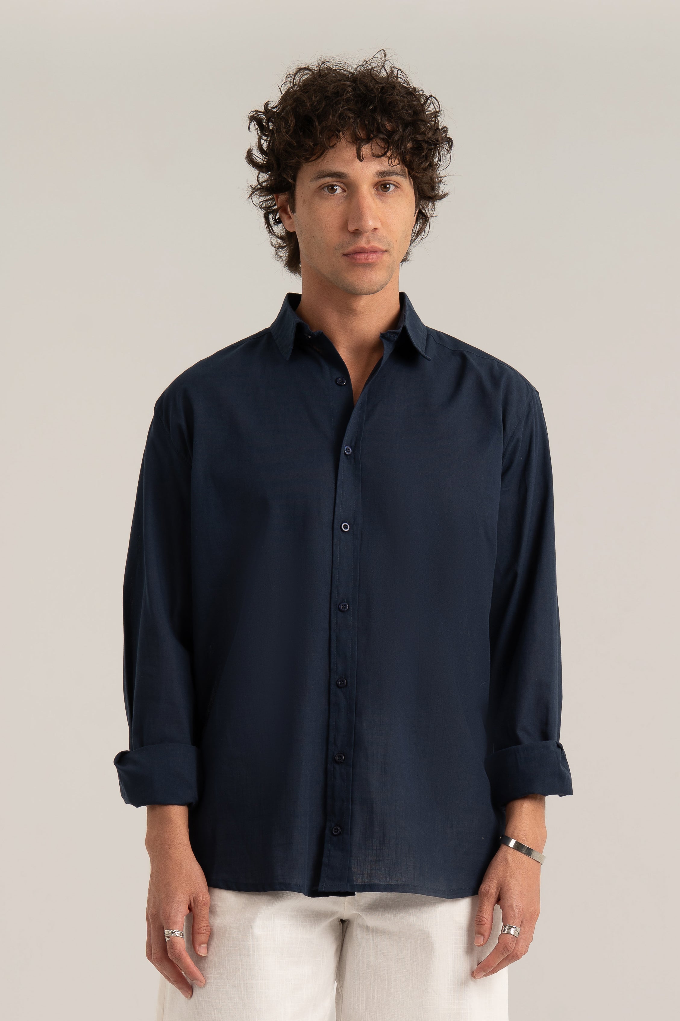 Navy C-Linen Shirt