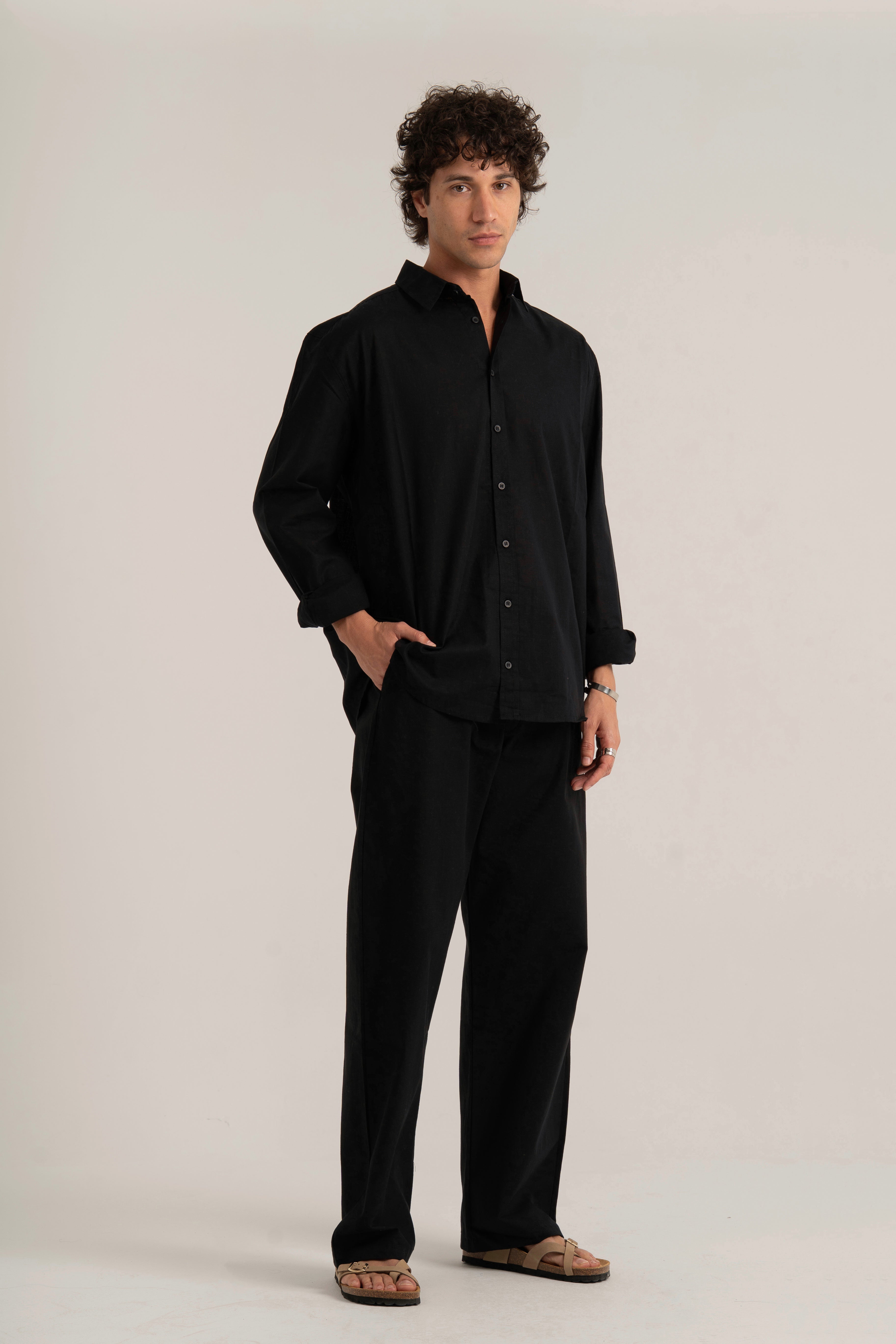 Black C-Linen Shirt