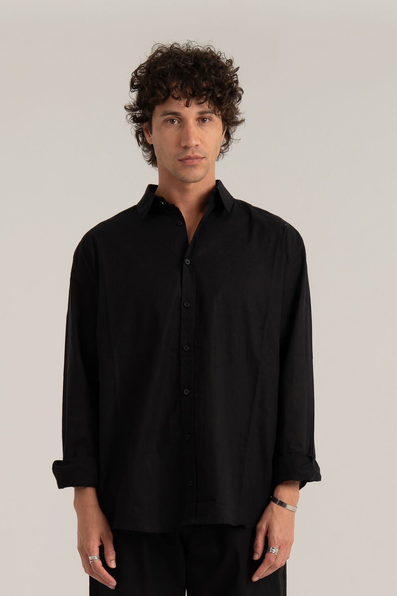 Black C-Linen Shirt