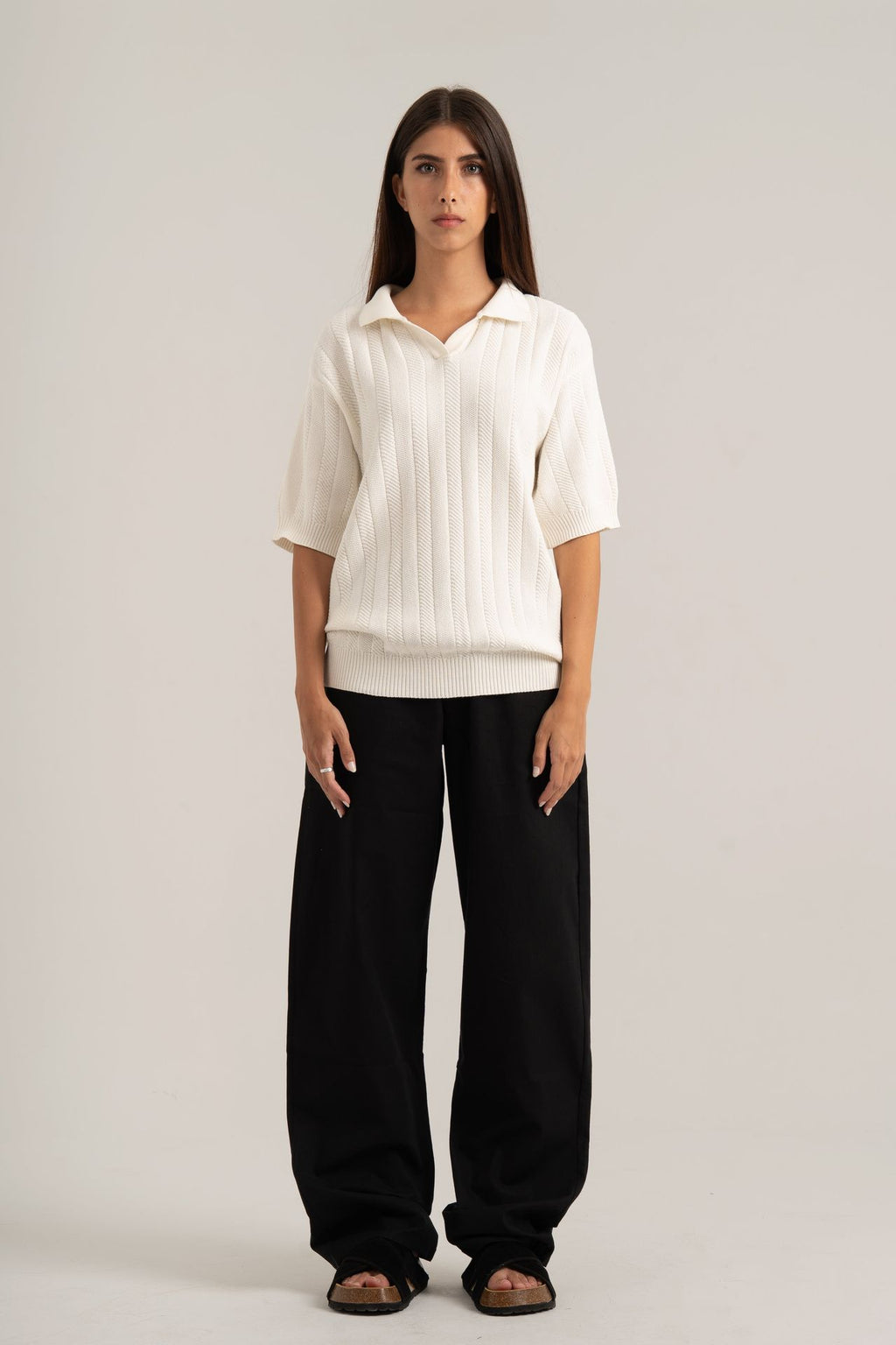 White R02 Knitted Polo Shirt