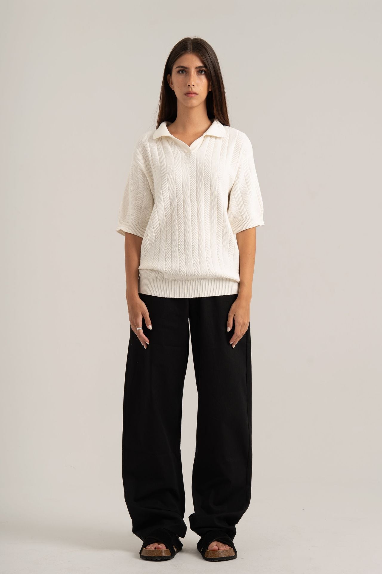 White R02 Knitted Polo Shirt