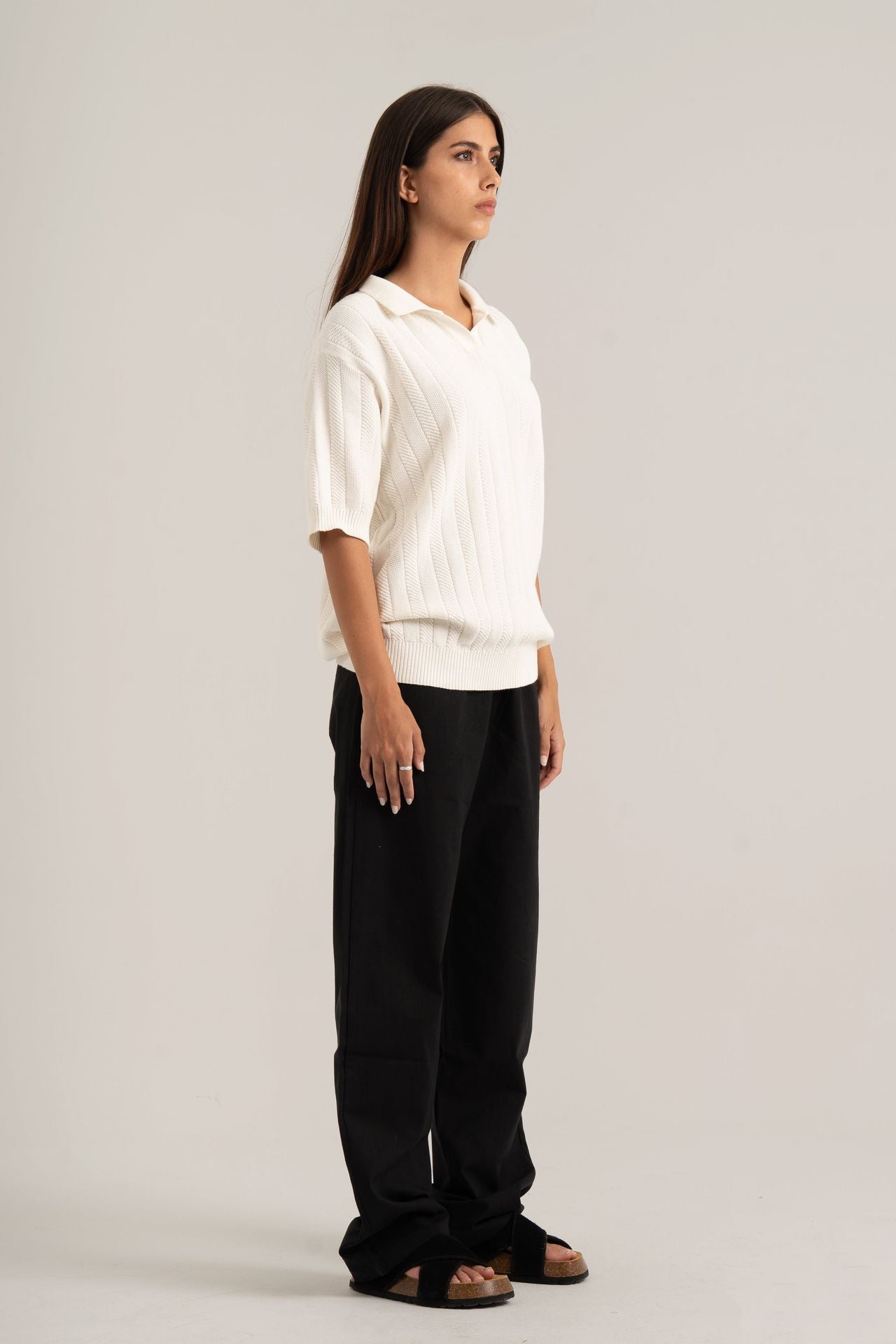 White R02 Knitted Polo Shirt