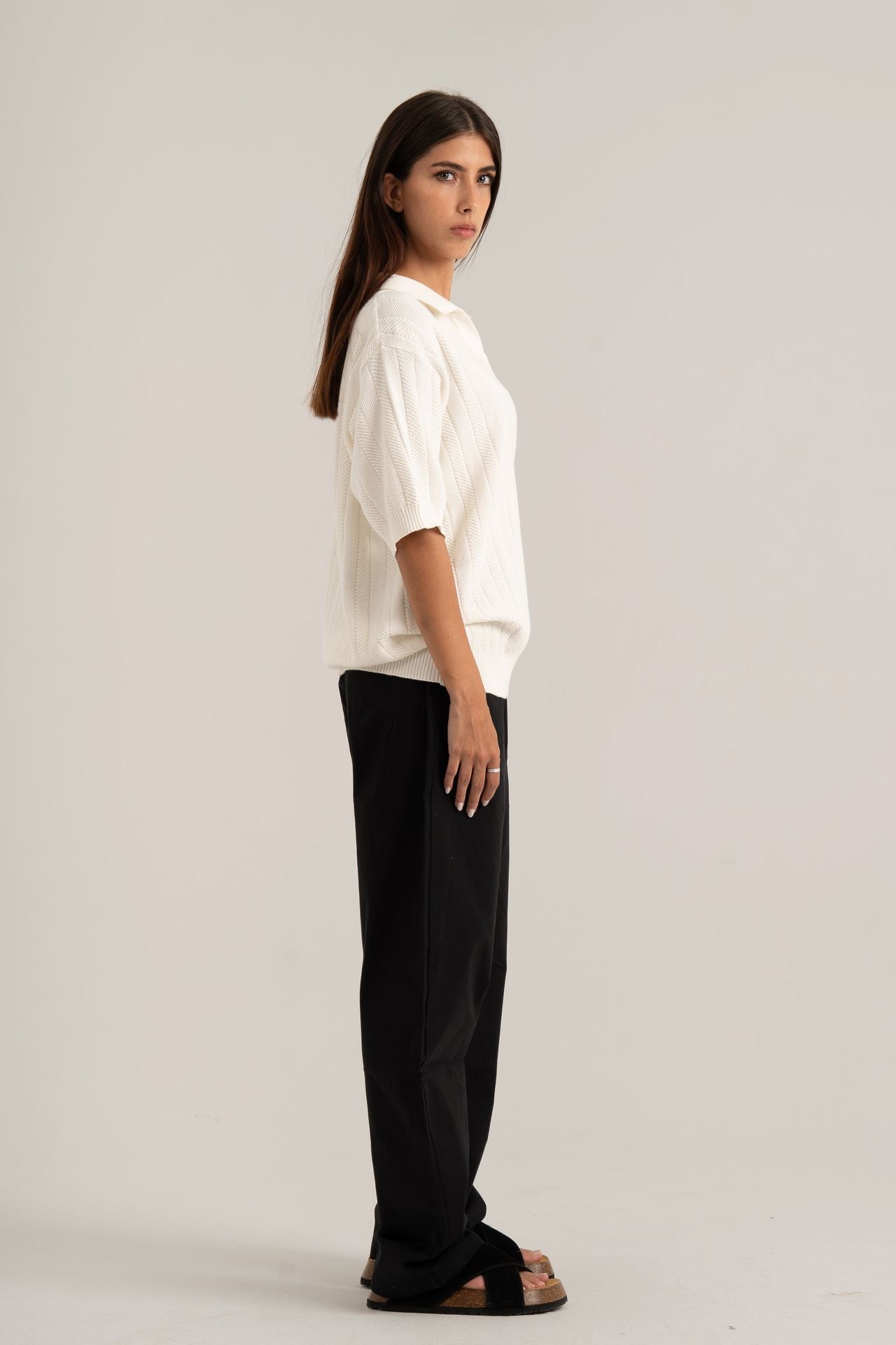 White R02 Knitted Polo Shirt