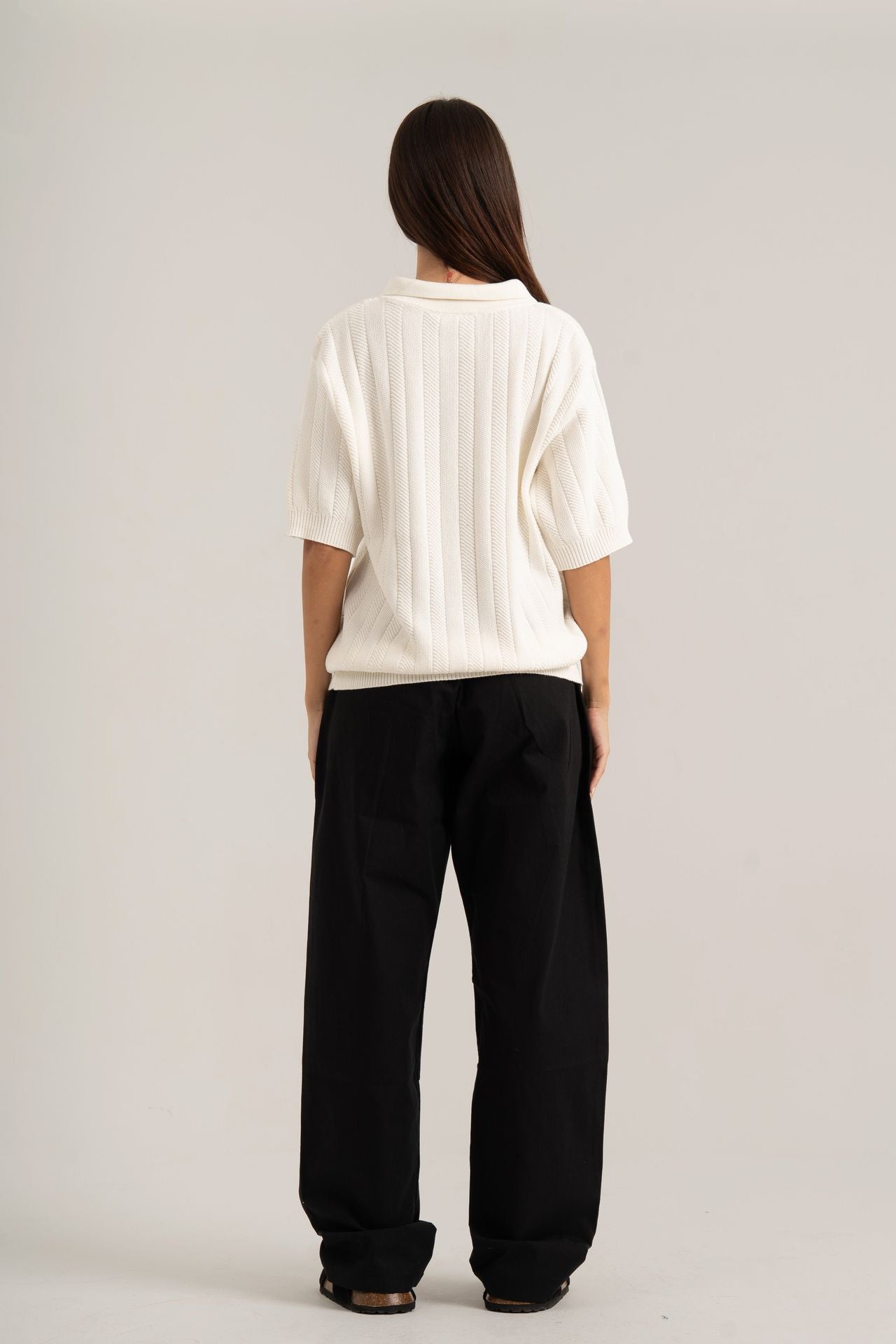 White R02 Knitted Polo Shirt