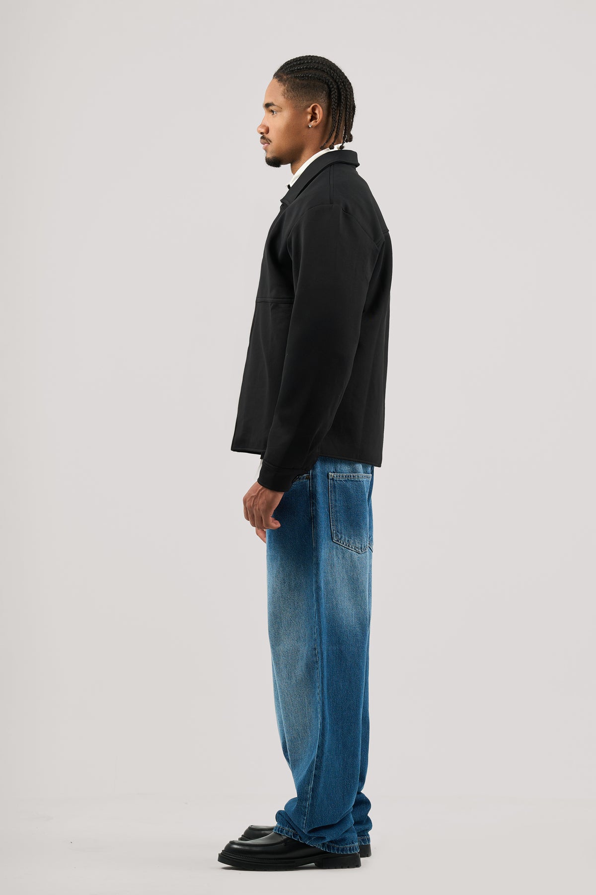 Black Lightweight Button-Up Jacket
