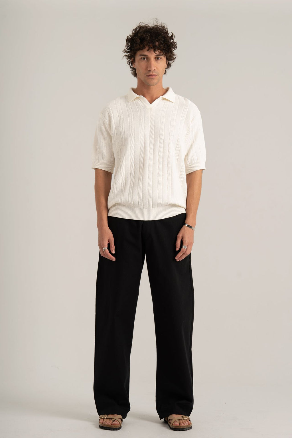 White R02 Knitted Polo Shirt