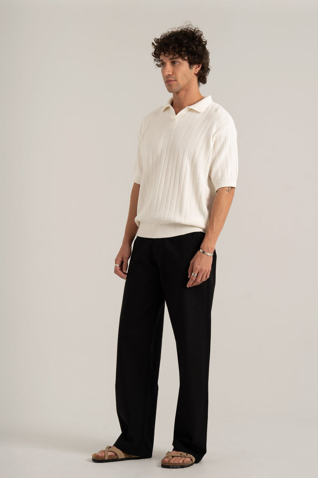 White R02 Knitted Polo Shirt