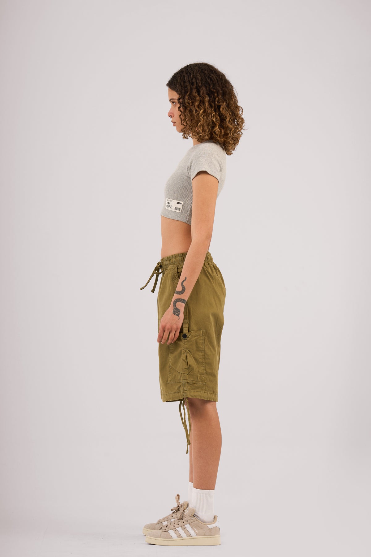 Grey Ribbed Cropped T-Shirt