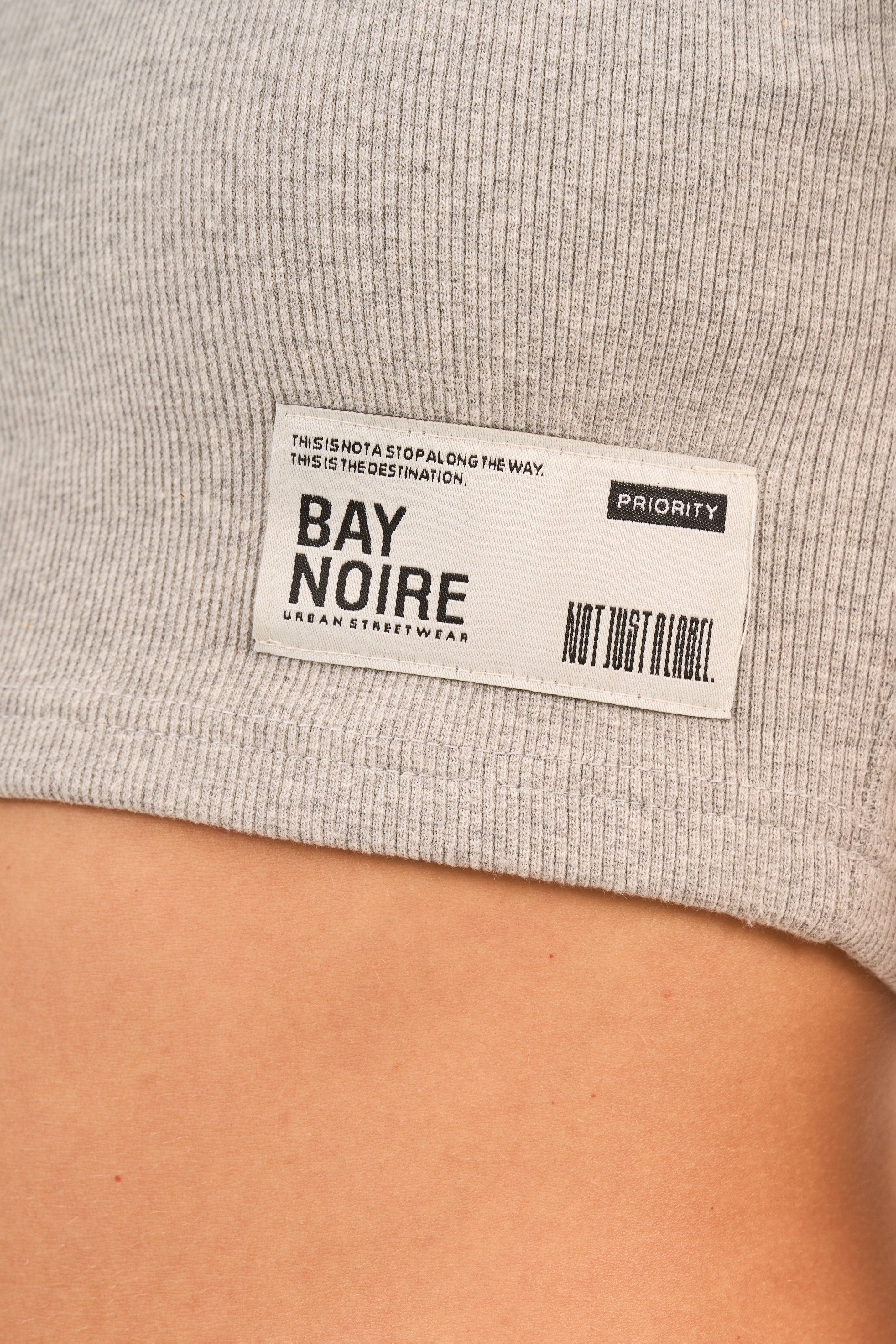 Grey Ribbed Cropped T-Shirt
