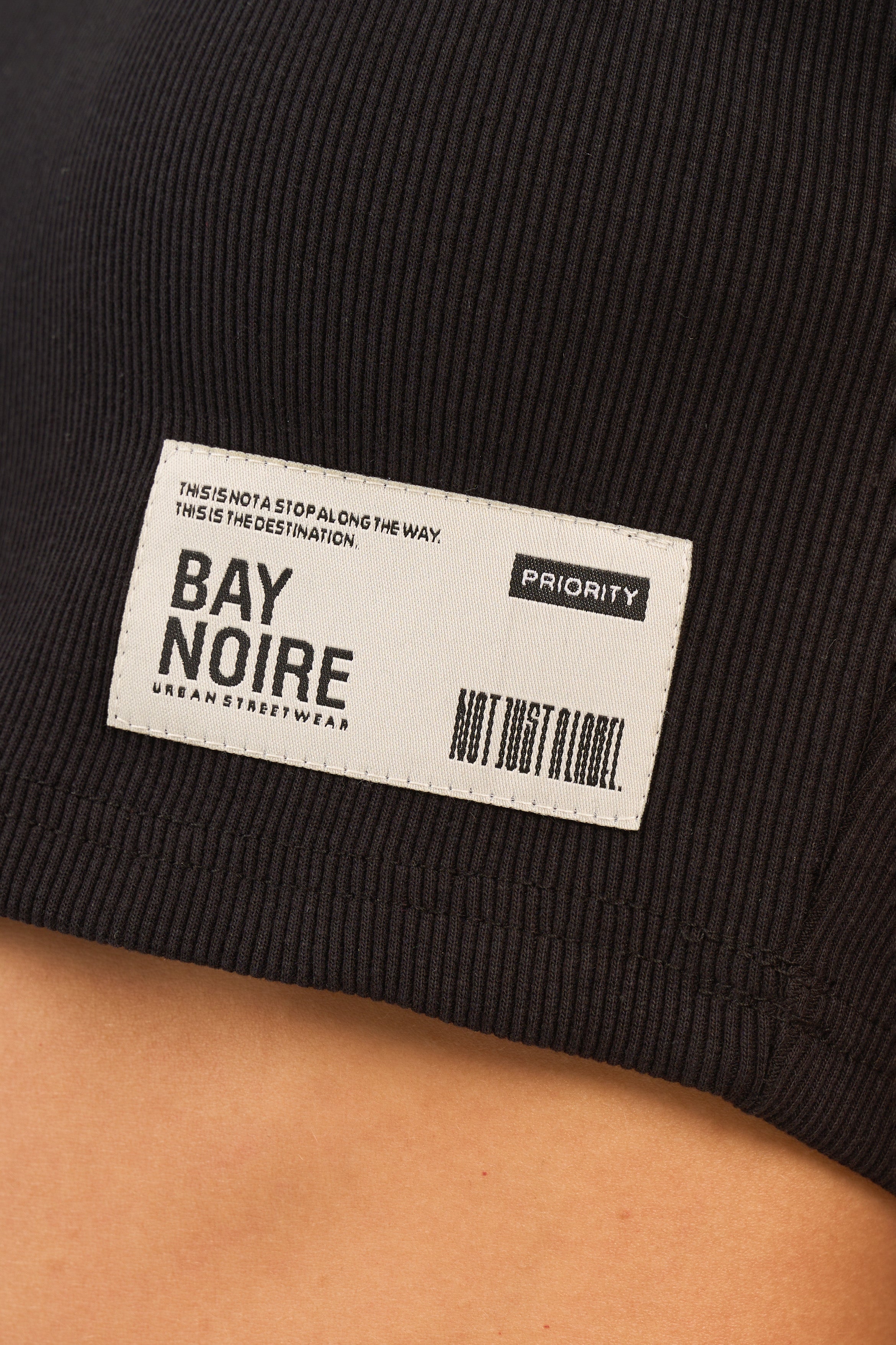 Black Ribbed Cropped T-Shirt