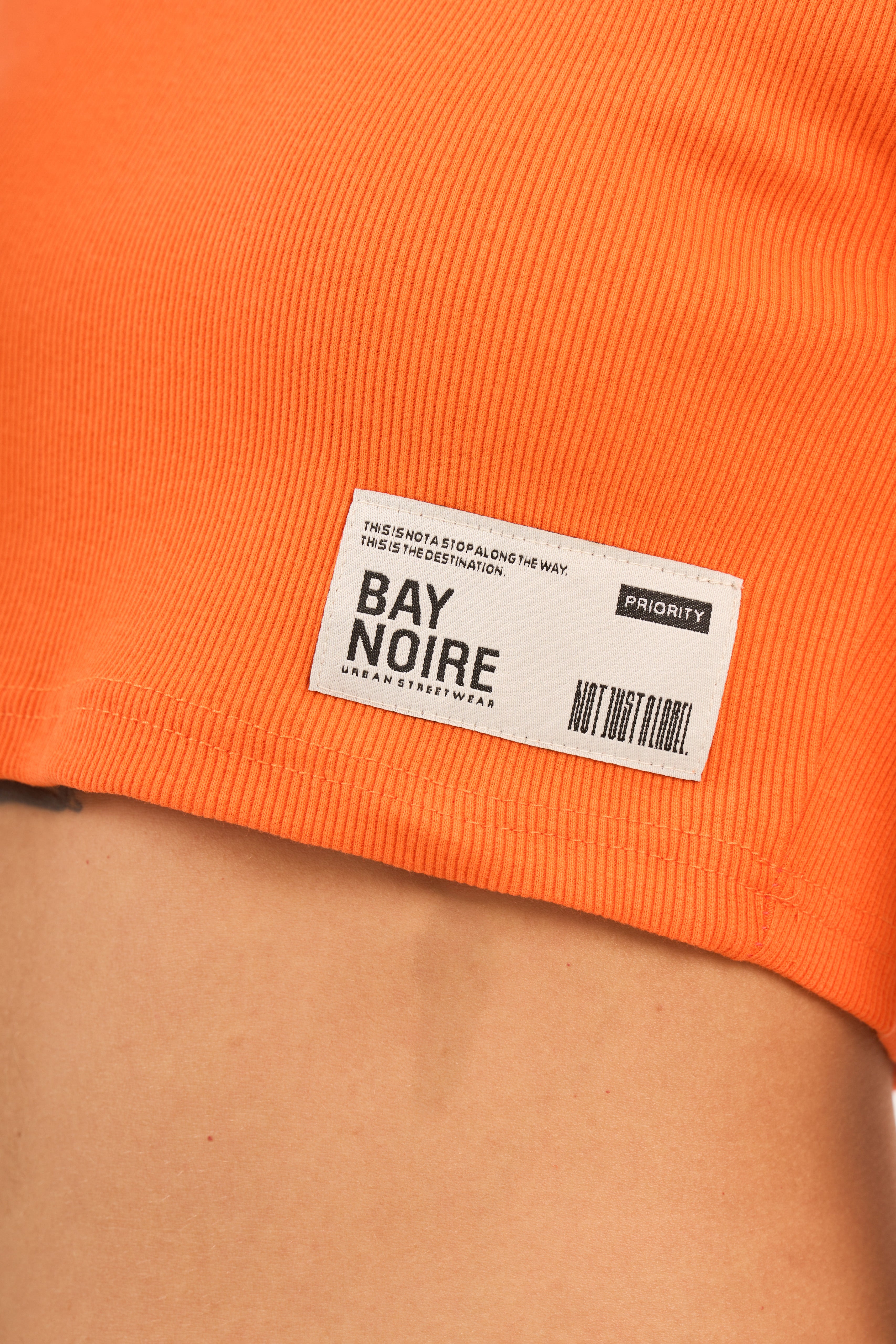 Orange Ribbed Cropped T-Shirt