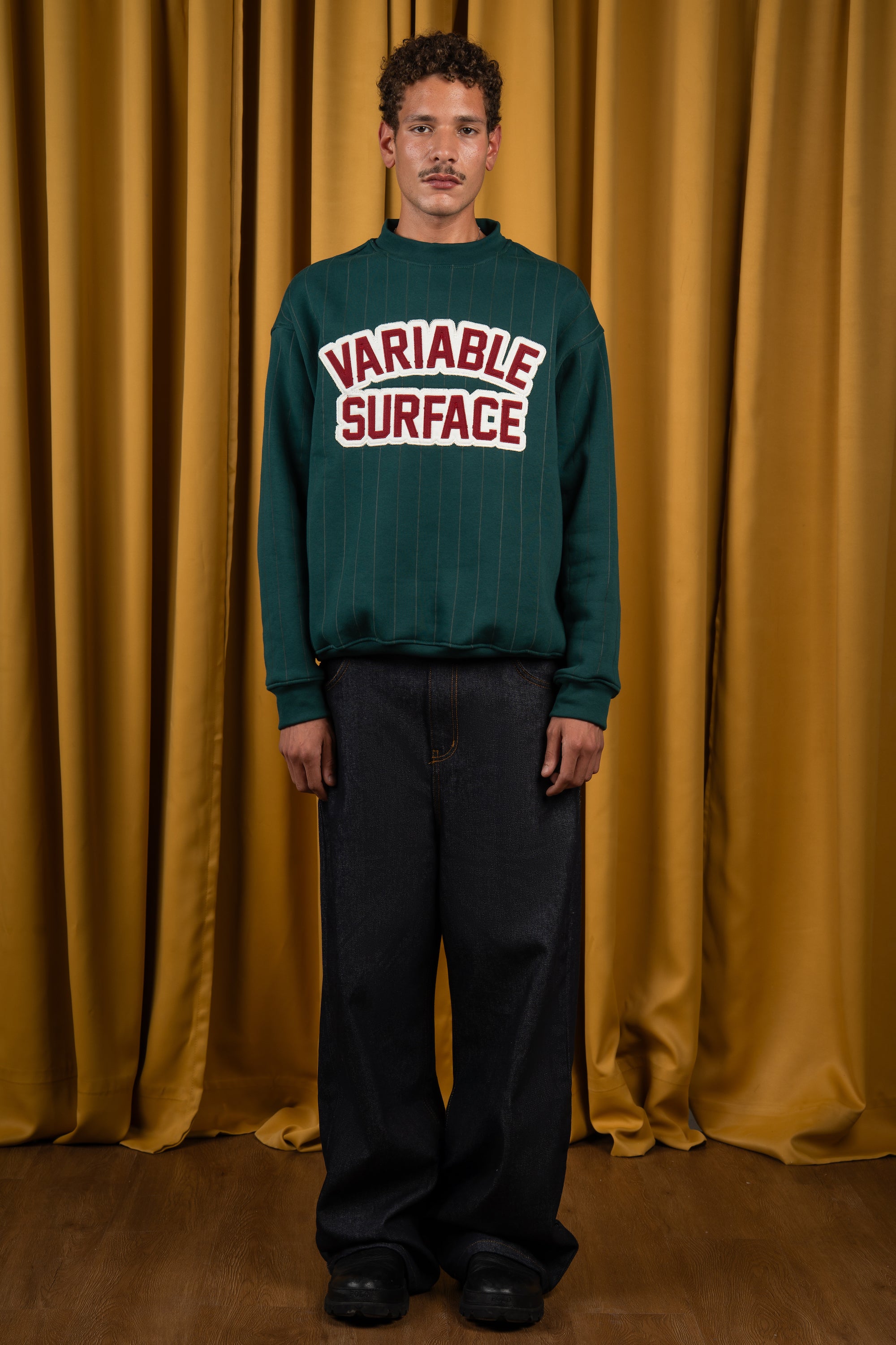 BYN X ALC Forest Green Striped Crewneck